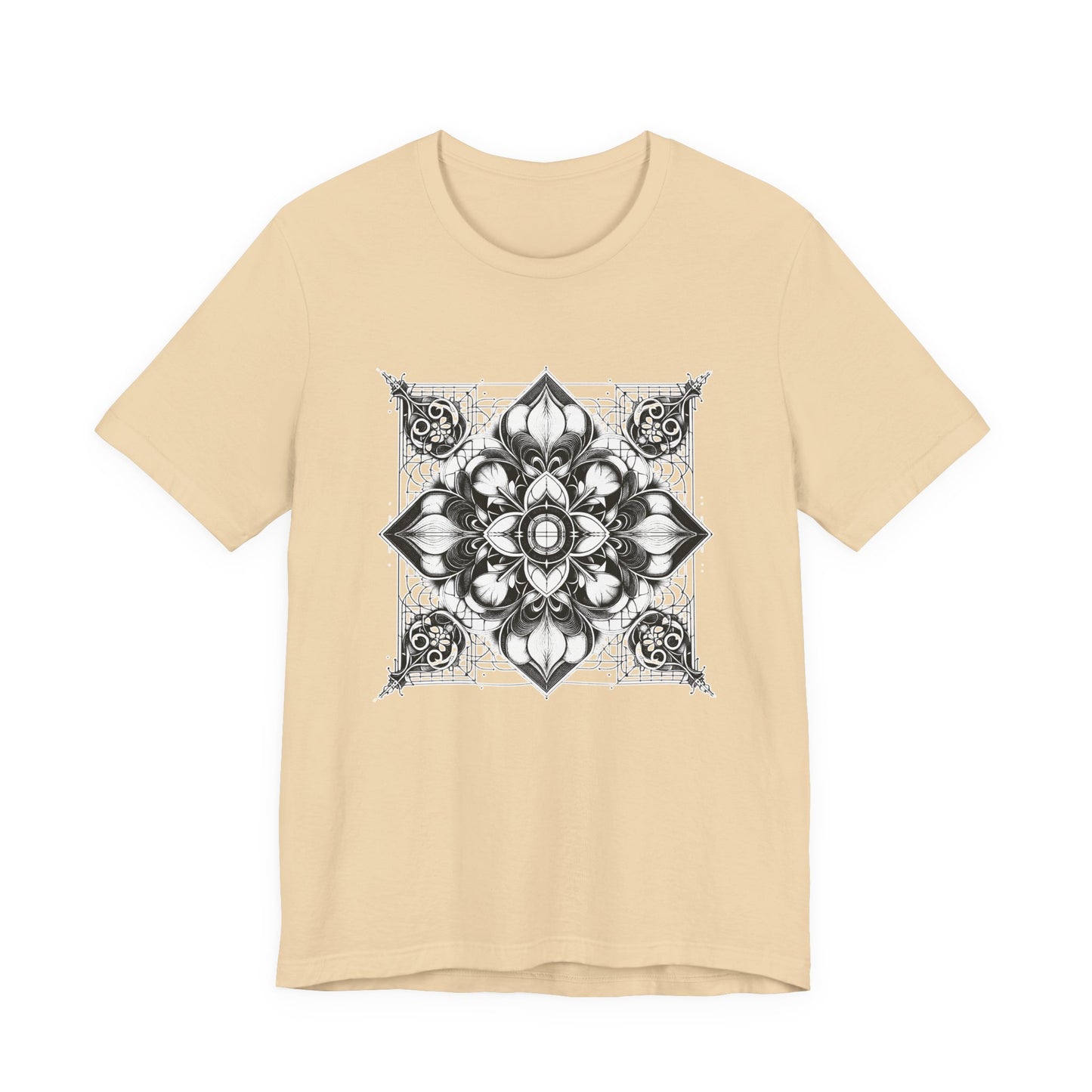 Monochrome Symmetry – Minimalist Geometric Pattern Graphic T-Shirt