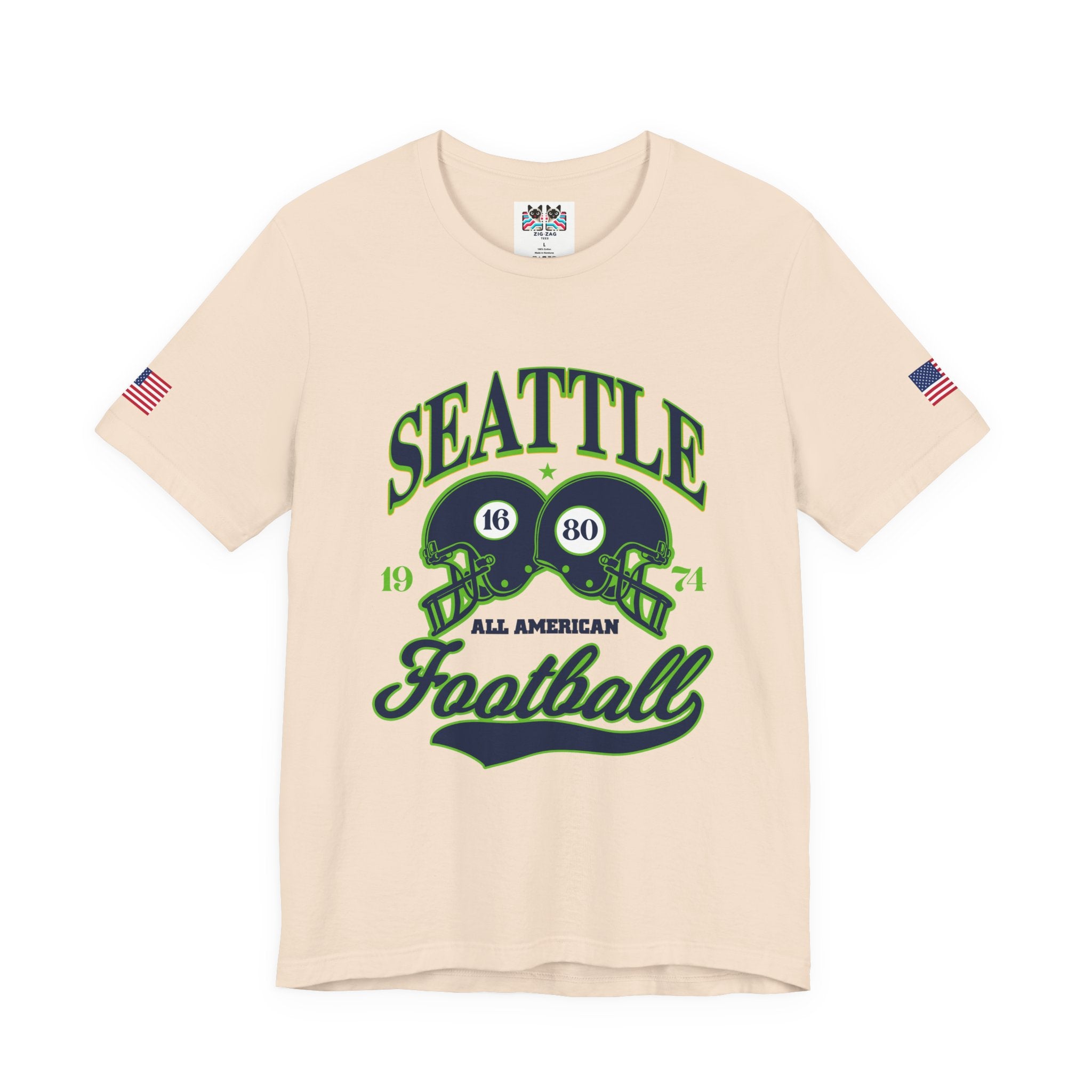 Seattle All American Football Retro Dual Helmet T-Shirt | Since 1974 Game Day Tee | Seattle Football Fan Shirt