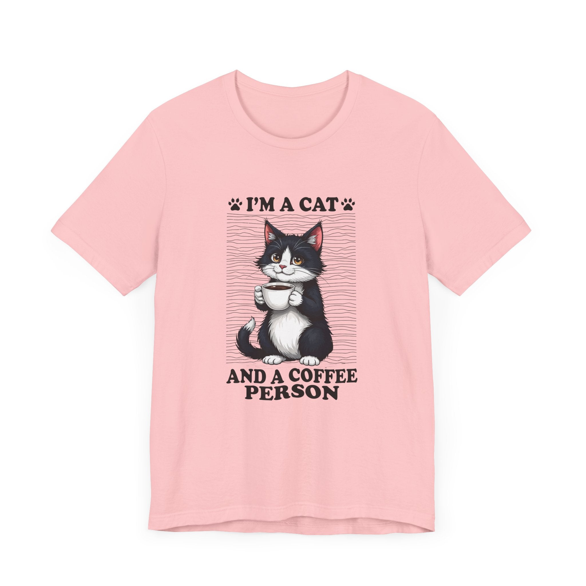 Cat and Coffee Person T-Shirt – Cute Cat Holding Coffee Cup Tee