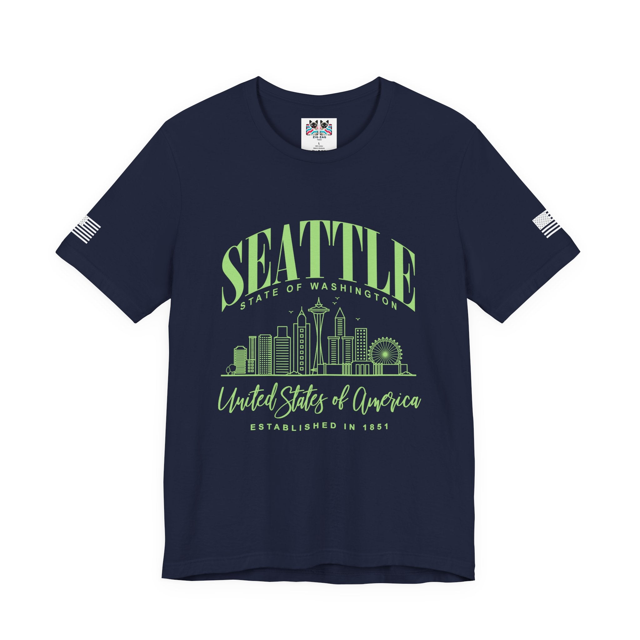 Seattle State of Washington Arch Skyline T-Shirt | United States of America EST 1851 Tee | Evergreen State Shirt
