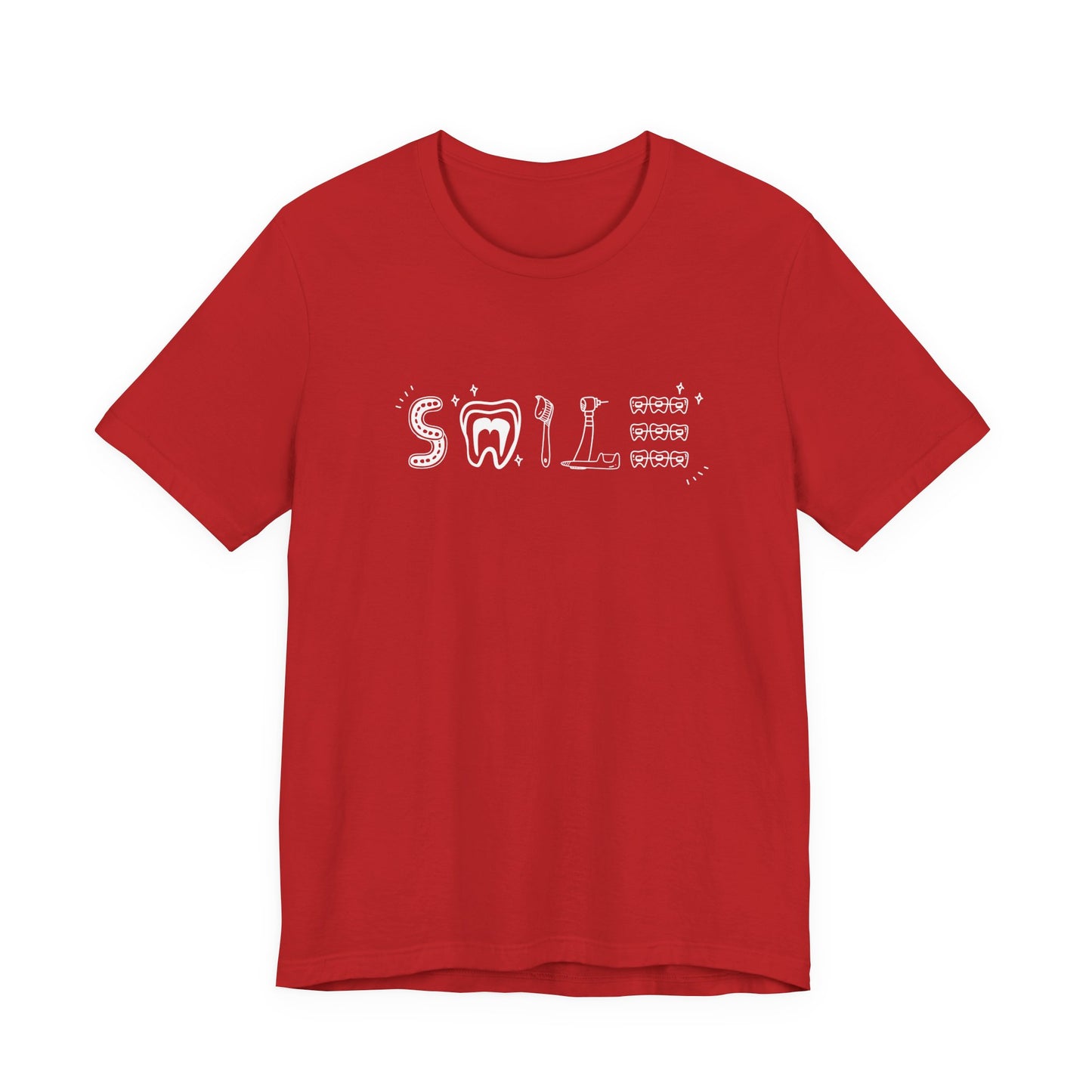 Smile TShirt Dental Cleaning Tools Art Toothbrush Floss Scaler Design