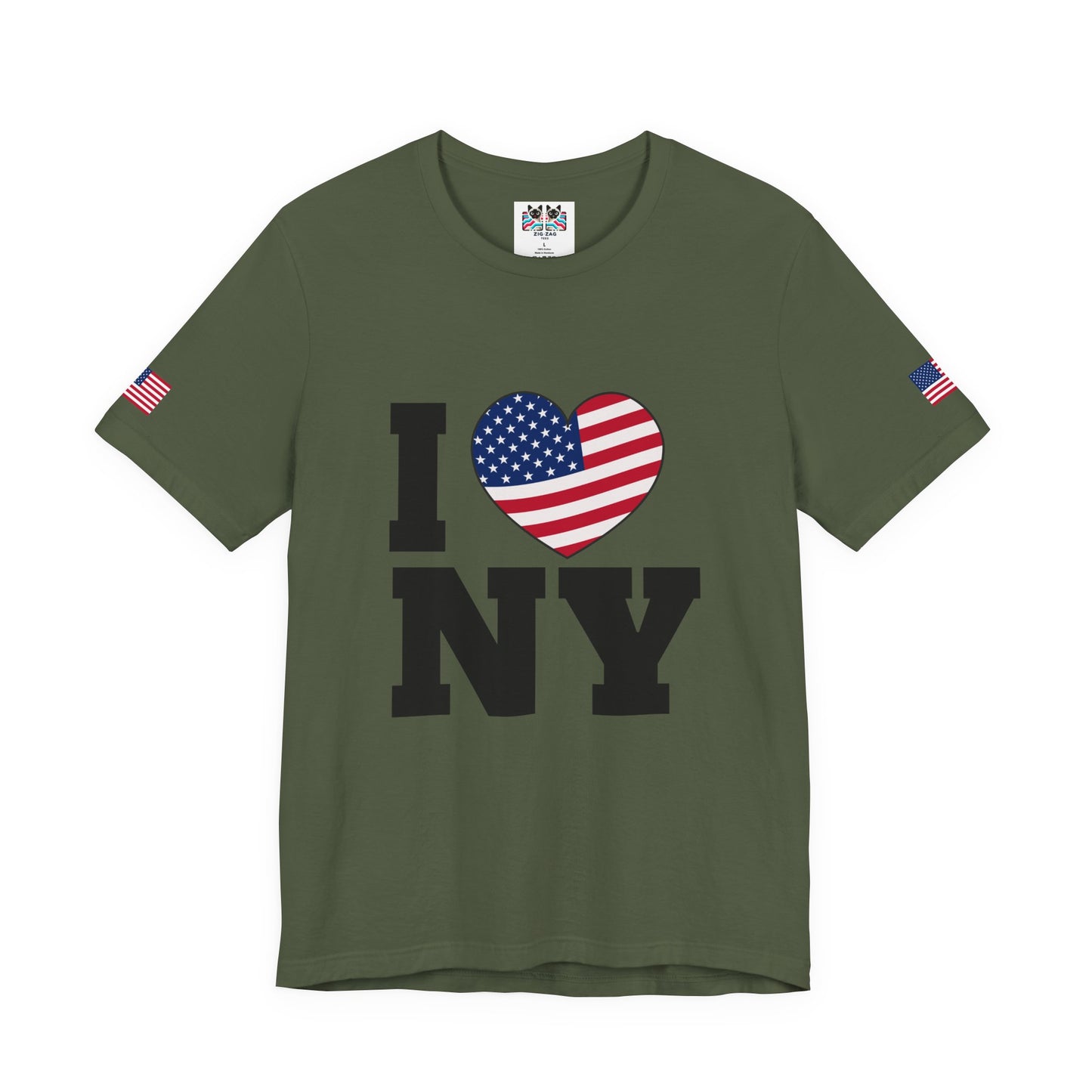 I Love NY T-Shirt - Classic USA Flag Heart Patriotic New York City Design