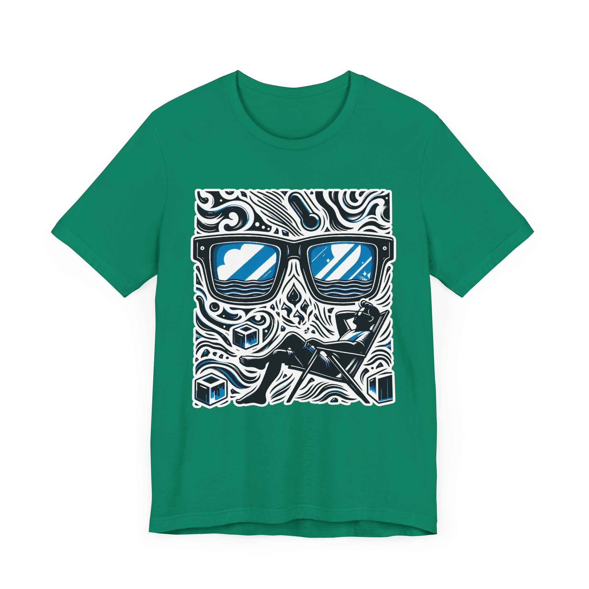Abstract Relaxation | Man in Chair with Sunglasses Graphic T-Shirt