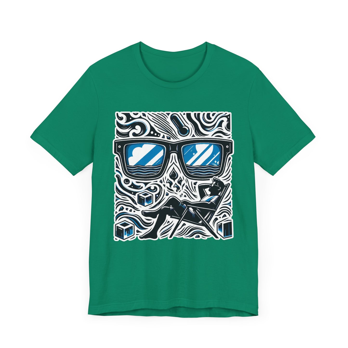 Abstract Relaxation | Man in Chair with Sunglasses Graphic T-Shirt