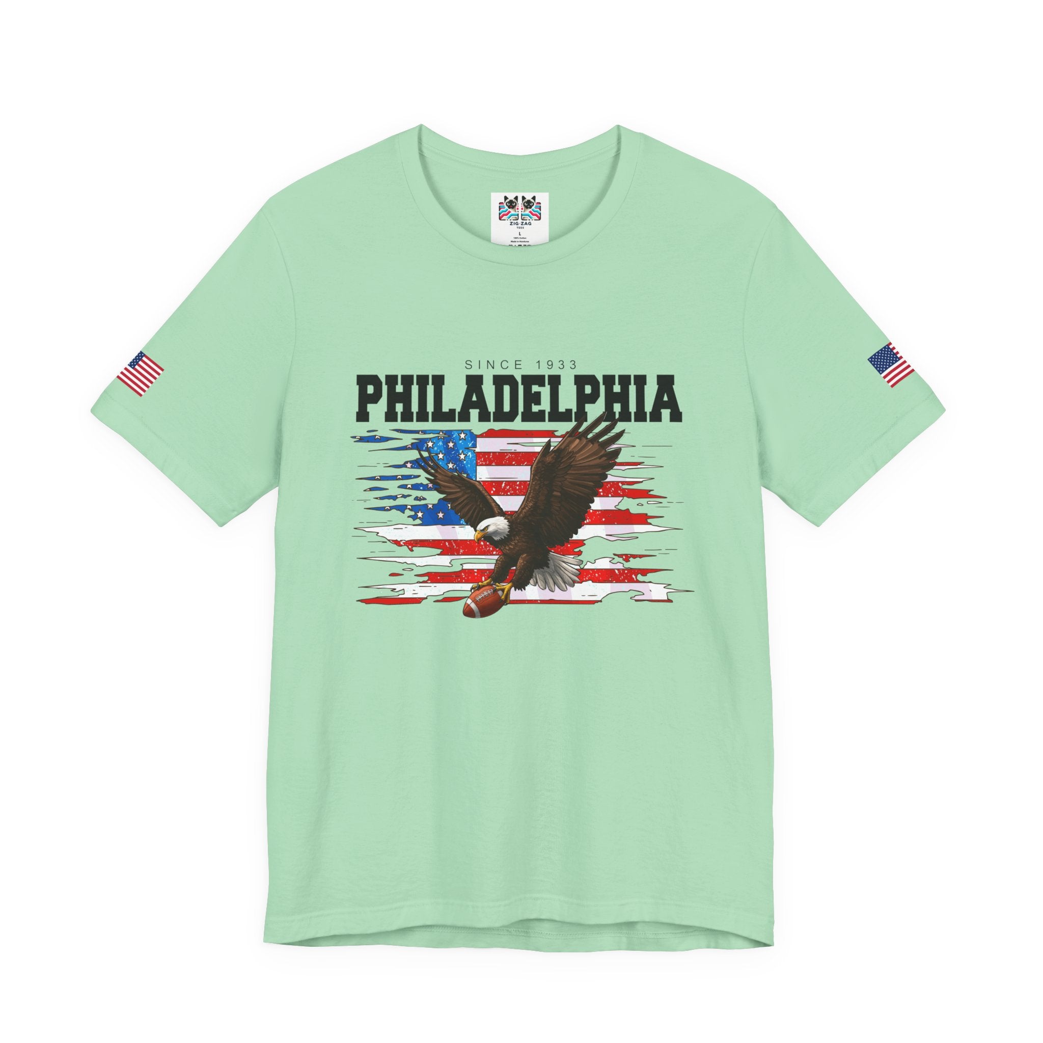 Philadelphia Eagles Since 1933 Bald Eagle American Flag Football T-Shirt | Patriotic Philly Fan Shirt | Game Day Tee