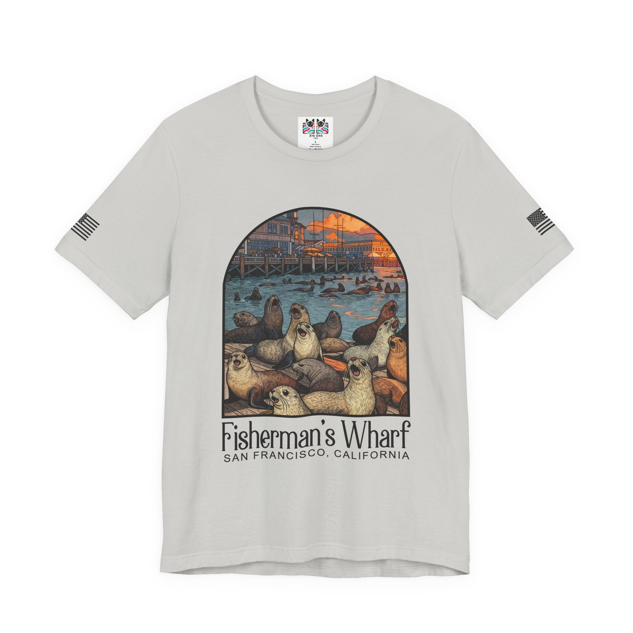 Fisherman's Wharf San Francisco California T-Shirt – Sea Lions Arched Graphic Tee
