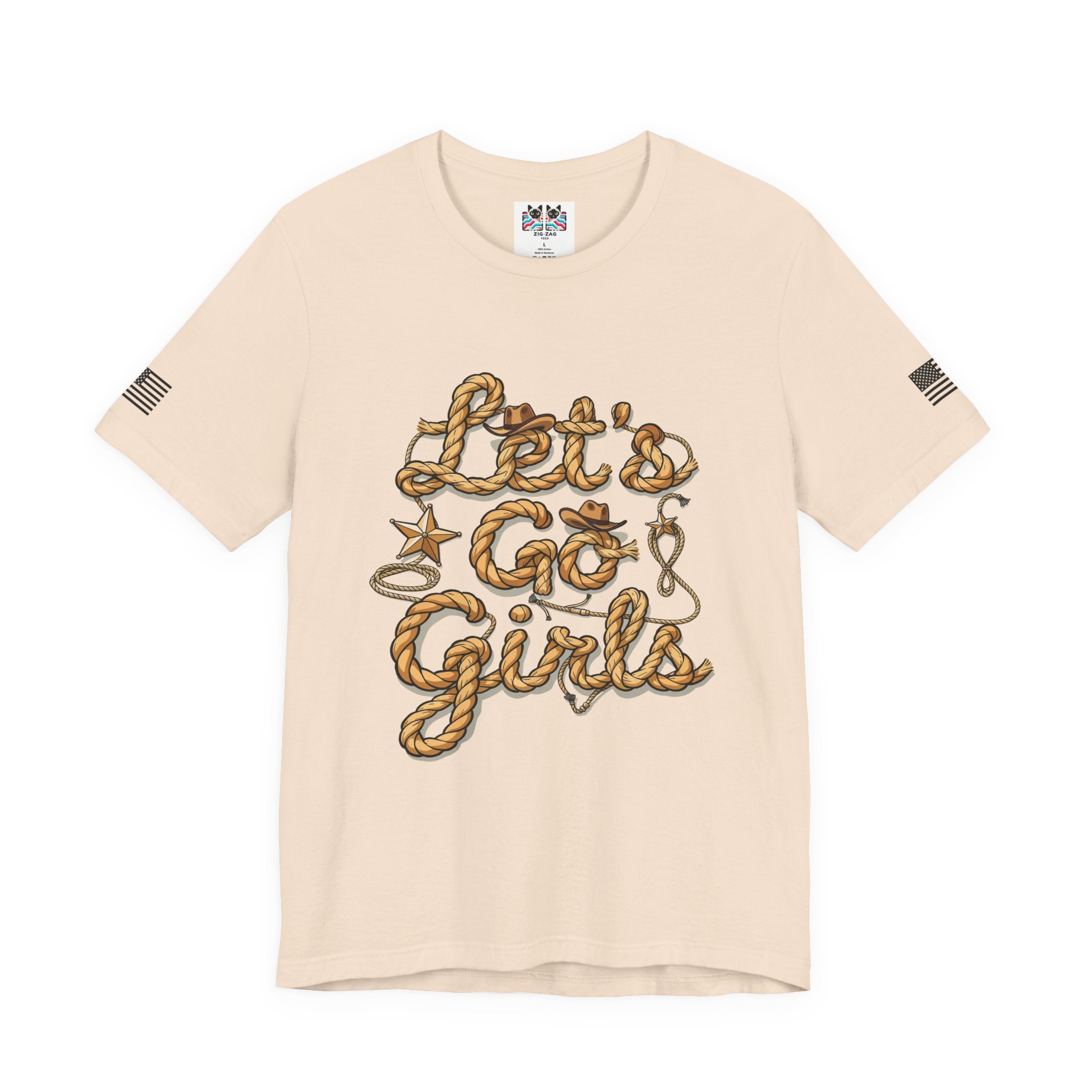 Let's Go Girls T-Shirt – Western Rope Lasso Typography Cowboy Hat Star Graphic Tee