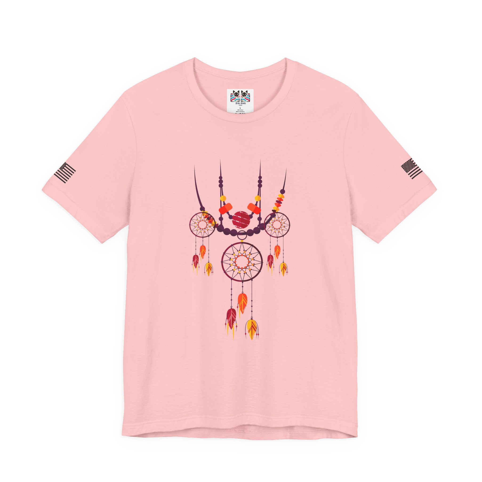 Triple Dream Catcher Necklace T-Shirt – Boho Native American Inspired Feather Tee