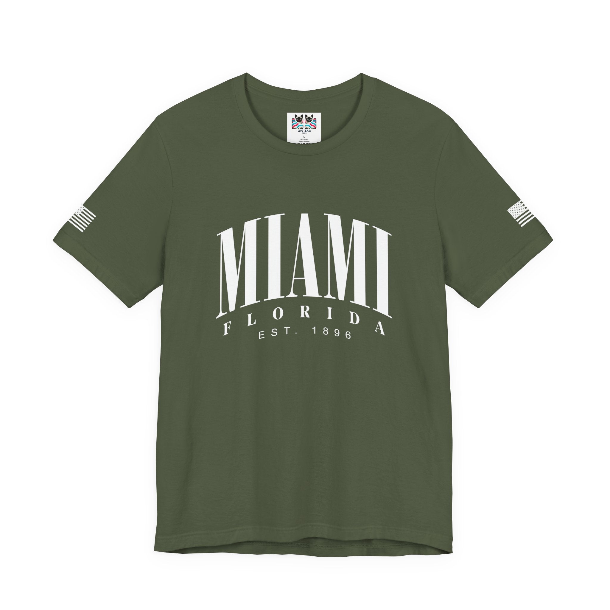 Miami Florida EST 1896 T-Shirt – Bold Arch Typography Clean Minimal Tee