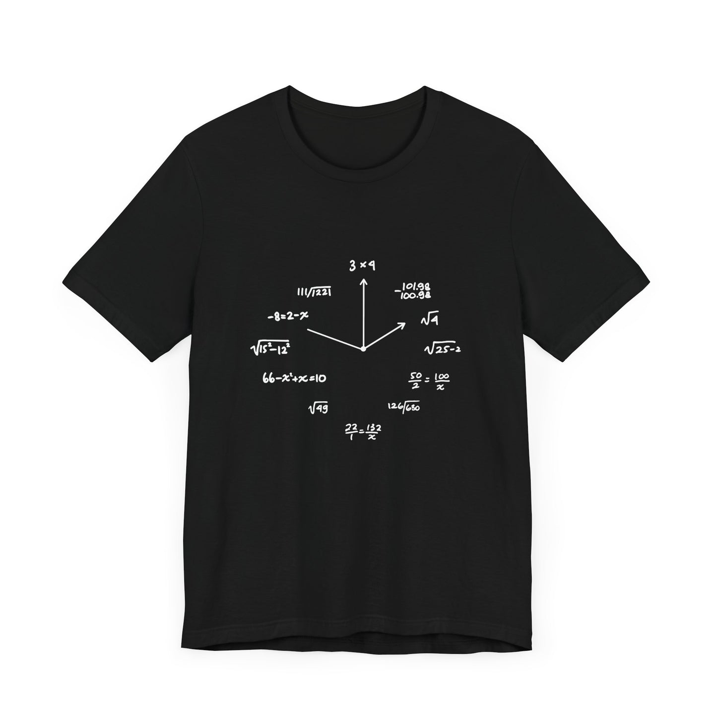 Math Clock T-Shirt – Funny Equations as Clock Numbers Graphic Tee