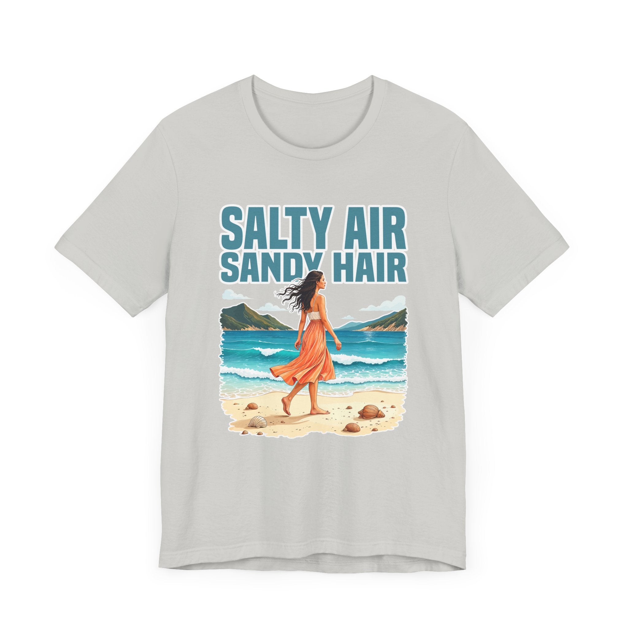 Salty Air Sandy Hair Tee, Beach Babe Shirt, Ocean Mood Graphic Tee, Summer Coastline Top, Coastal Girl Gift Tee