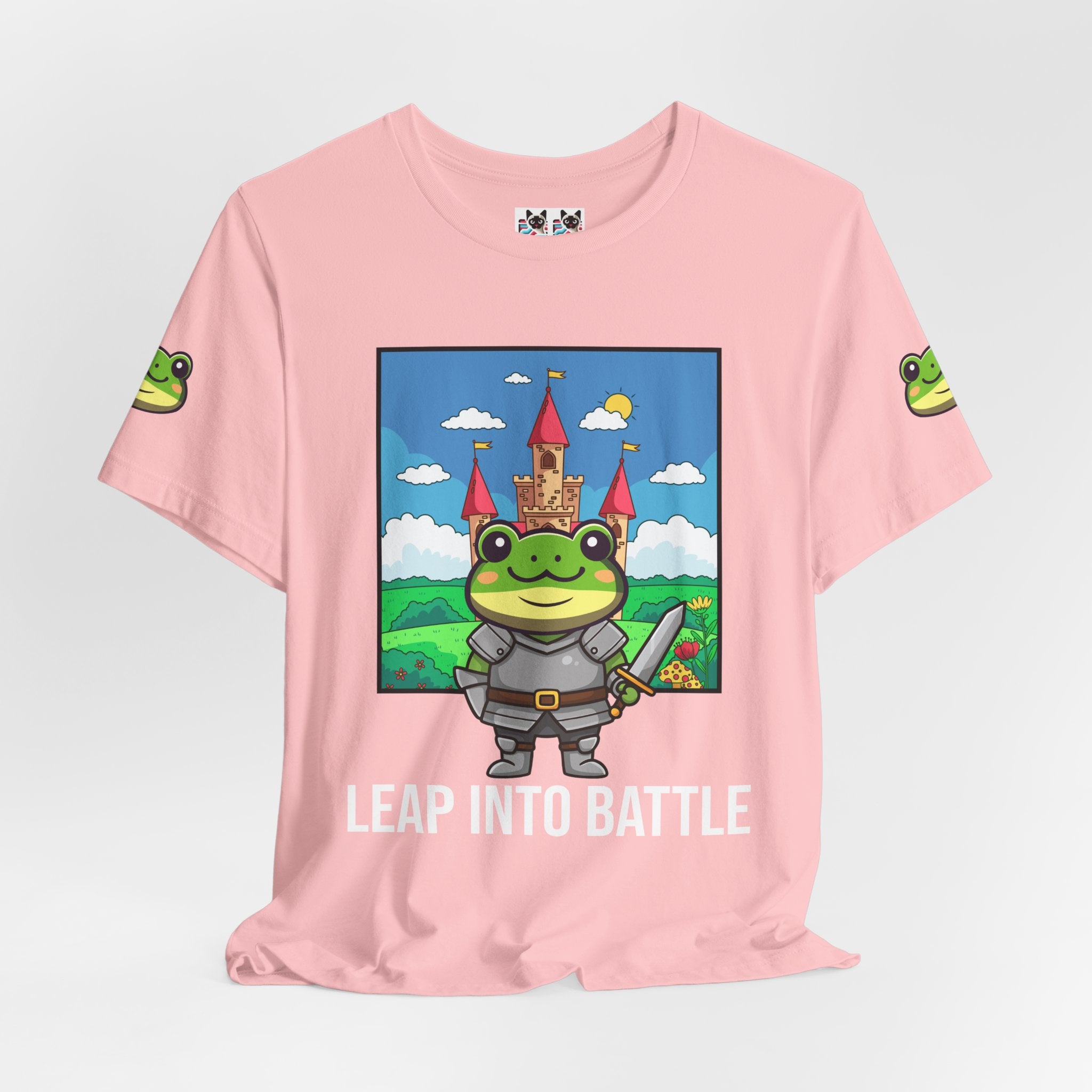Custom T-Shirt - Knight Frog Castle T-Shirt – Cute Frog Knight Medieval Fantasy Graphic Tee