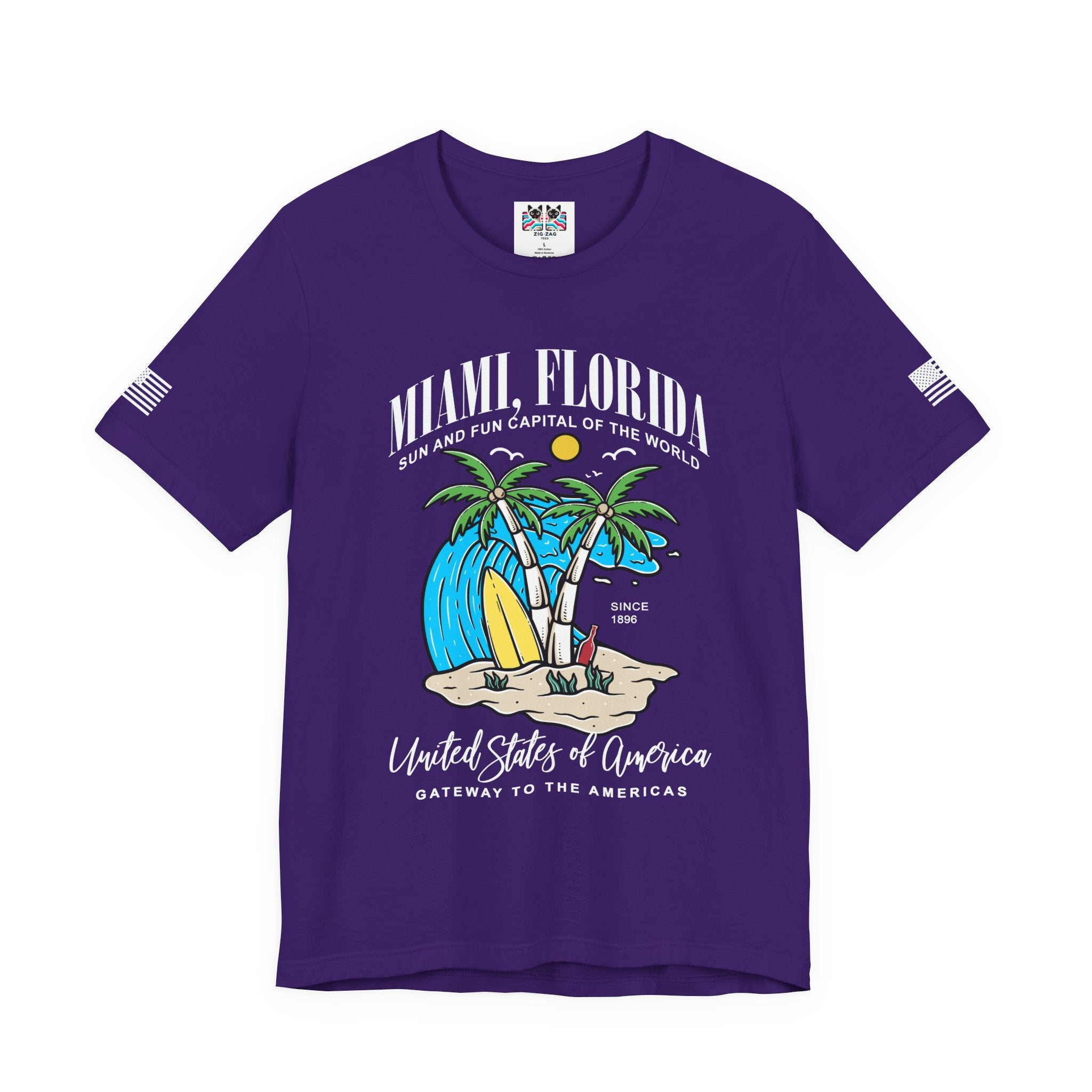 Miami Florida Sun and Fun Capital T-Shirt – Since 1896 Gateway to the Americas Beach Surfboard Tee