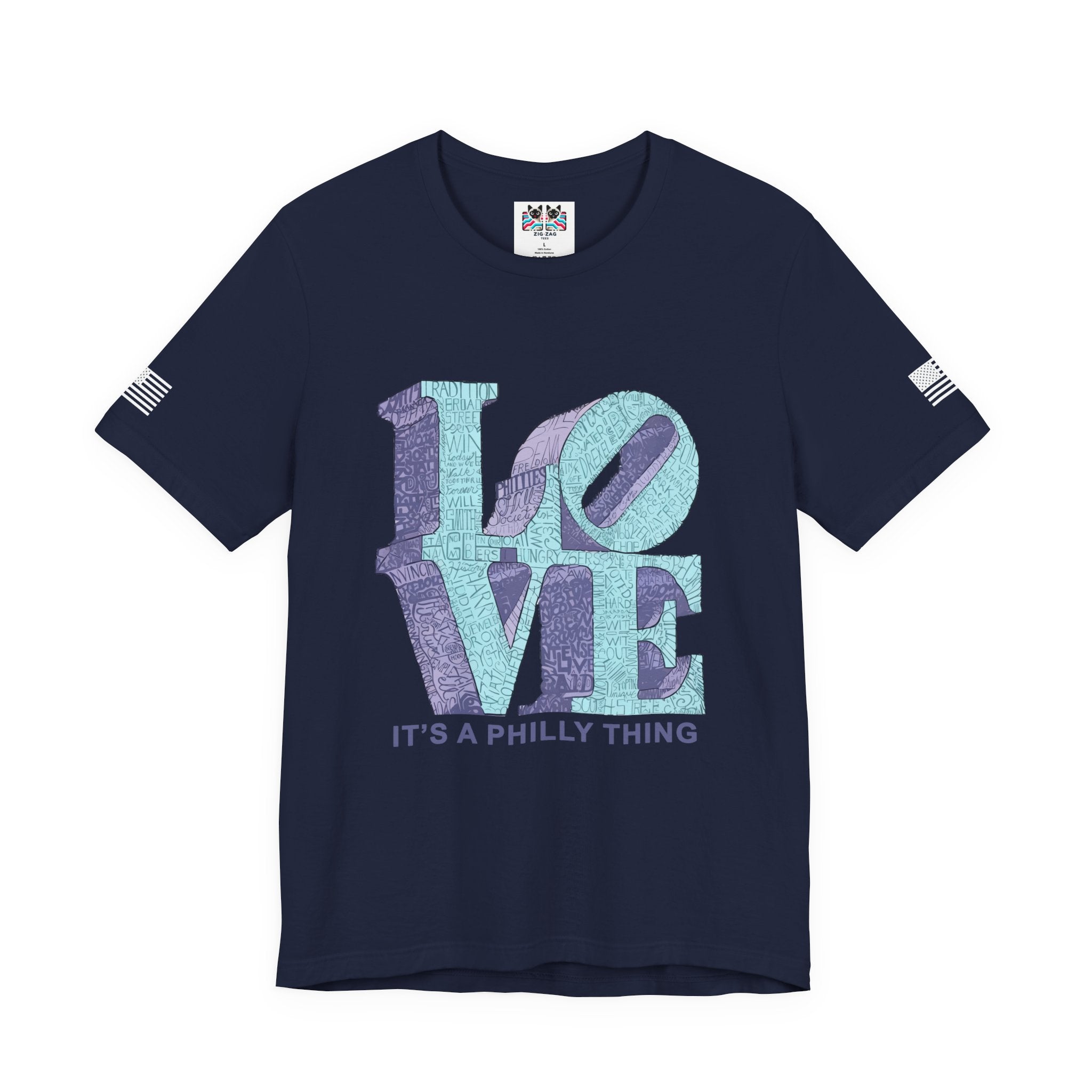 Love It's a Philly Thing T-Shirt – LOVE Sculpture Word Art Graphic Tee Philadelphia