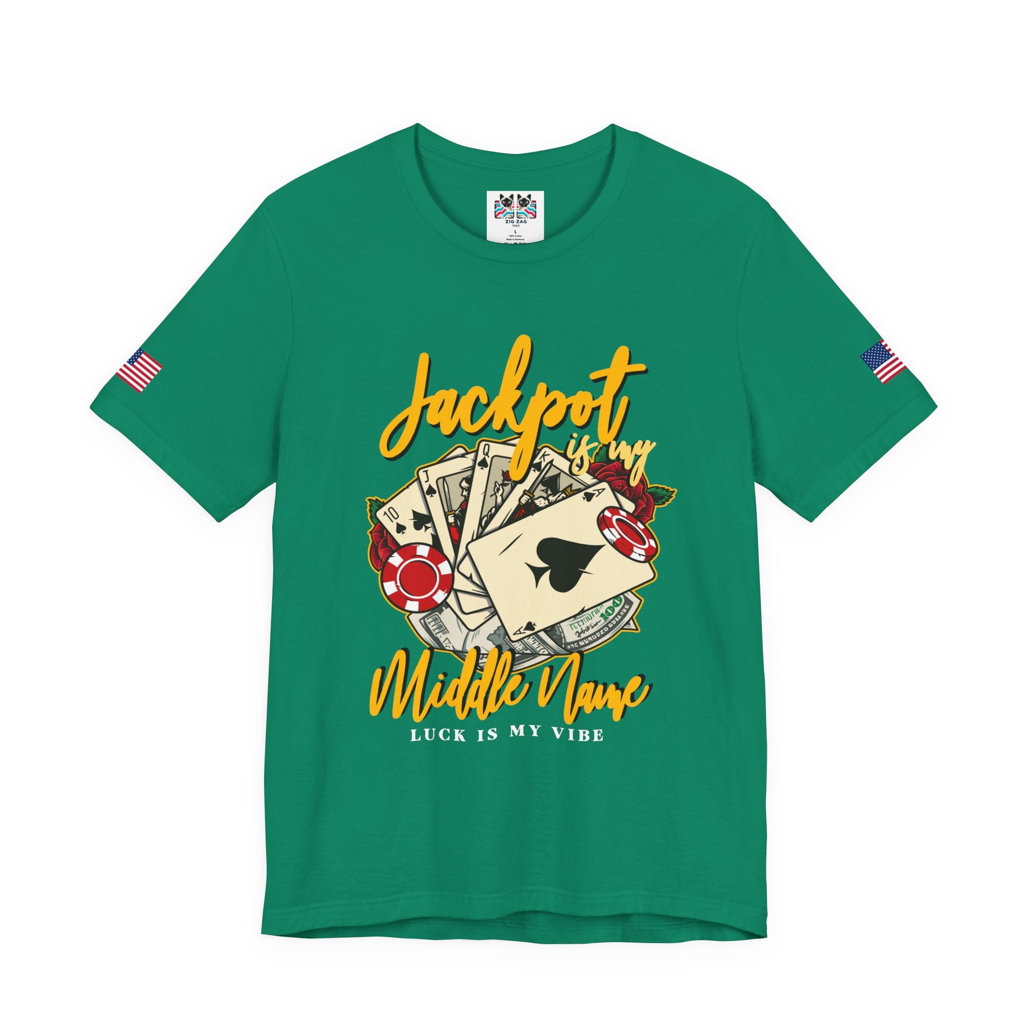 Jackpot Is My Middle Name T-Shirt – Lucky Casino Poker Cards Vegas Tee