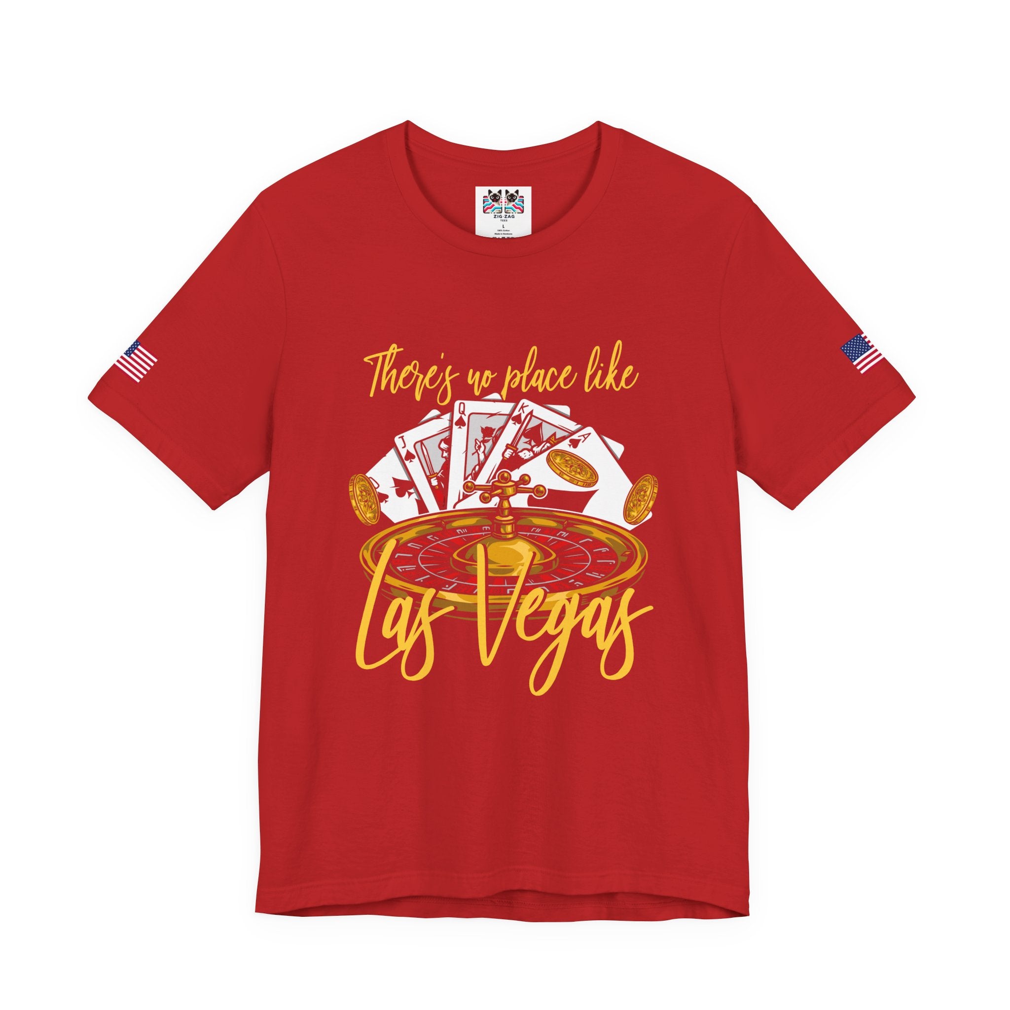 There's No Place Like Las Vegas T-Shirt – Roulette Wheel Poker Cards Casino Tee
