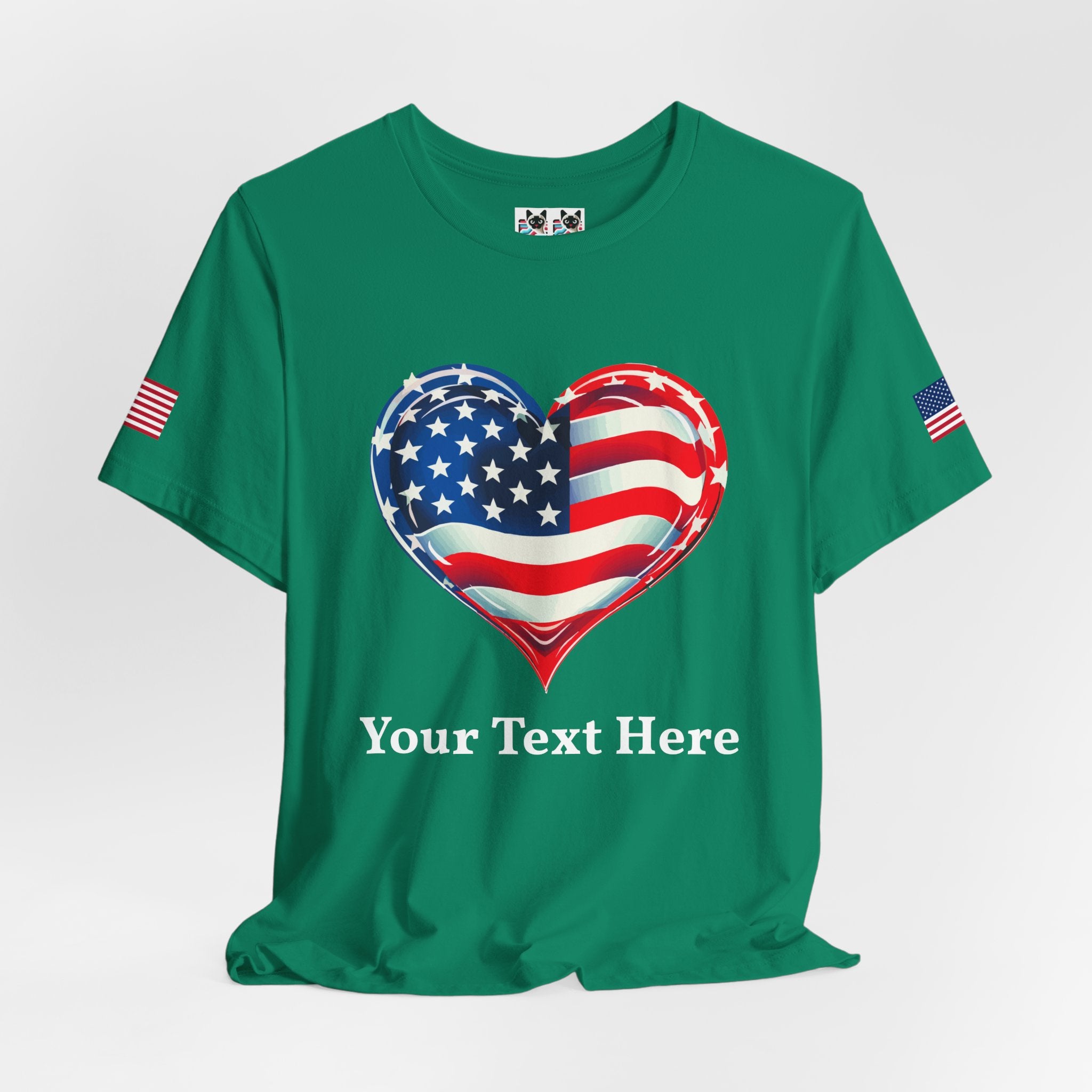 Custom T-Shirt - American Flag Heart T-Shirt – Love USA Patriotic Pride Graphic Tee