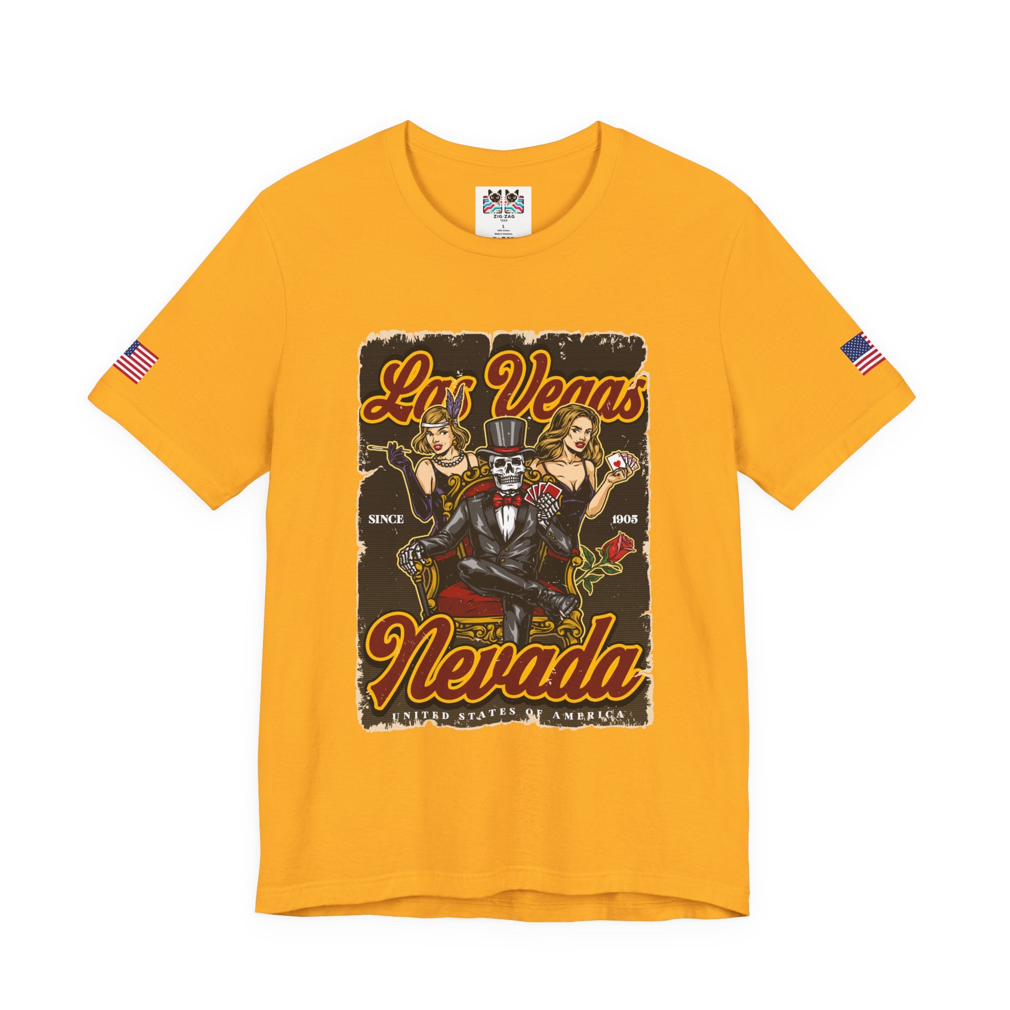 Las Vegas Nevada Since 1905 Vintage T-Shirt – Skeleton Showgirls Retro Casino Poster Tee