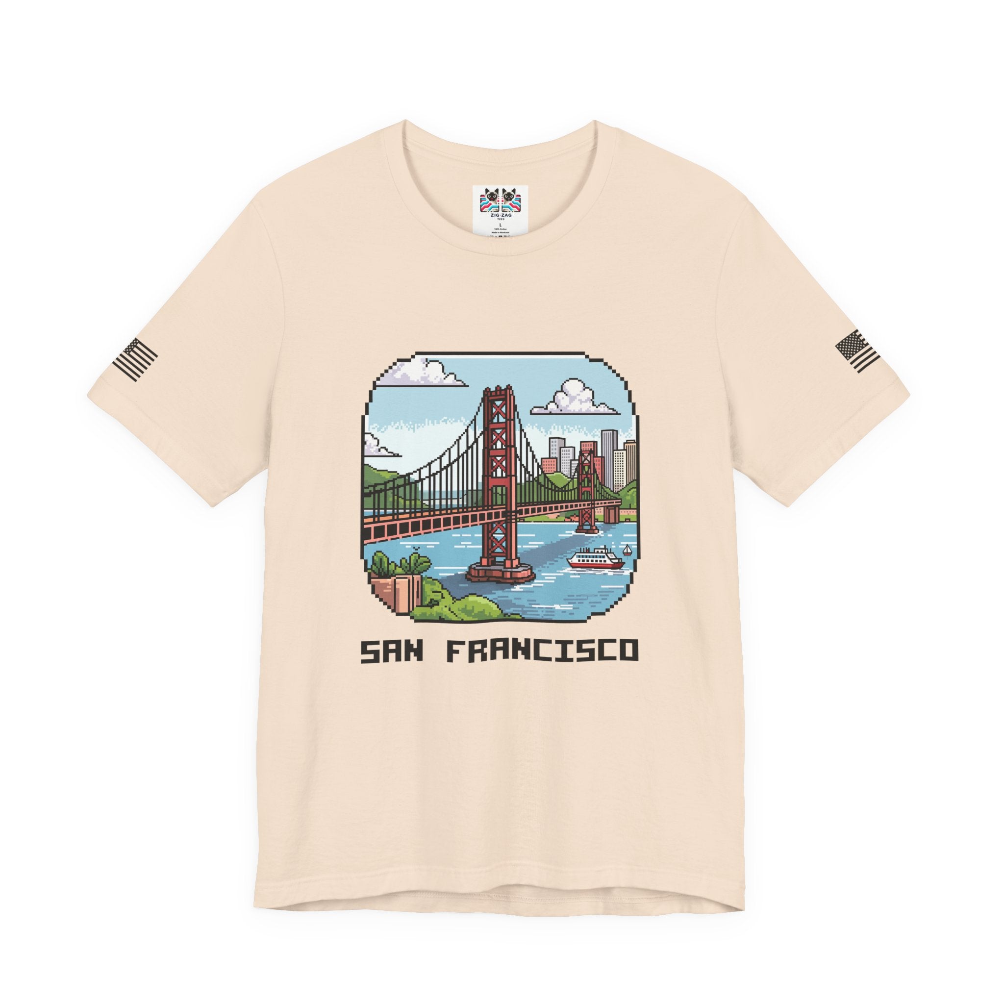 San Francisco T-Shirt, Retro Pixel Art Golden Gate Bridge Tee, SF California Gamer Style Shirt, Unique Travel Souvenir, Unisex