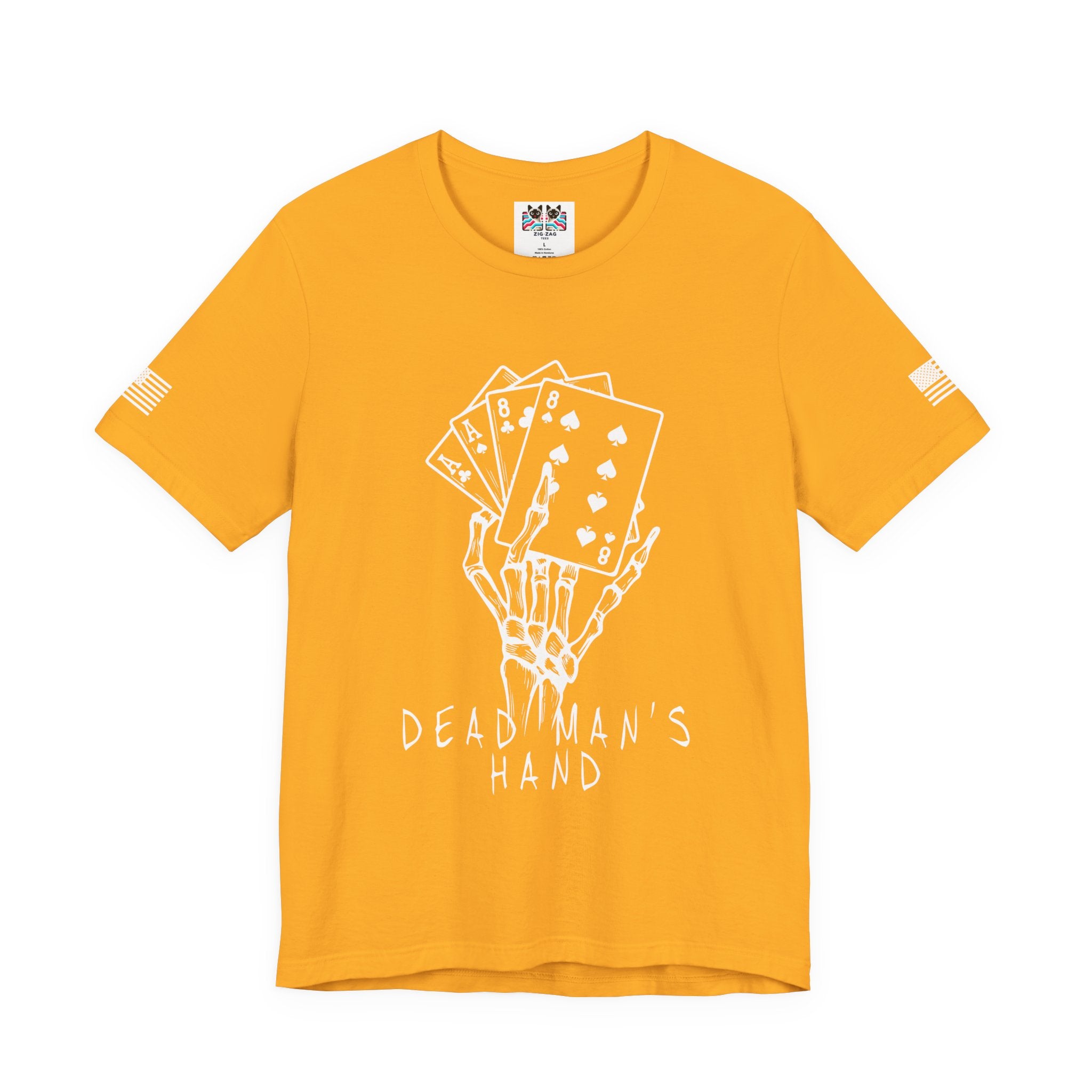 Dead Man's Hand T-Shirt – Skeleton Poker Cards Ace Eights Casino Gambling Tee