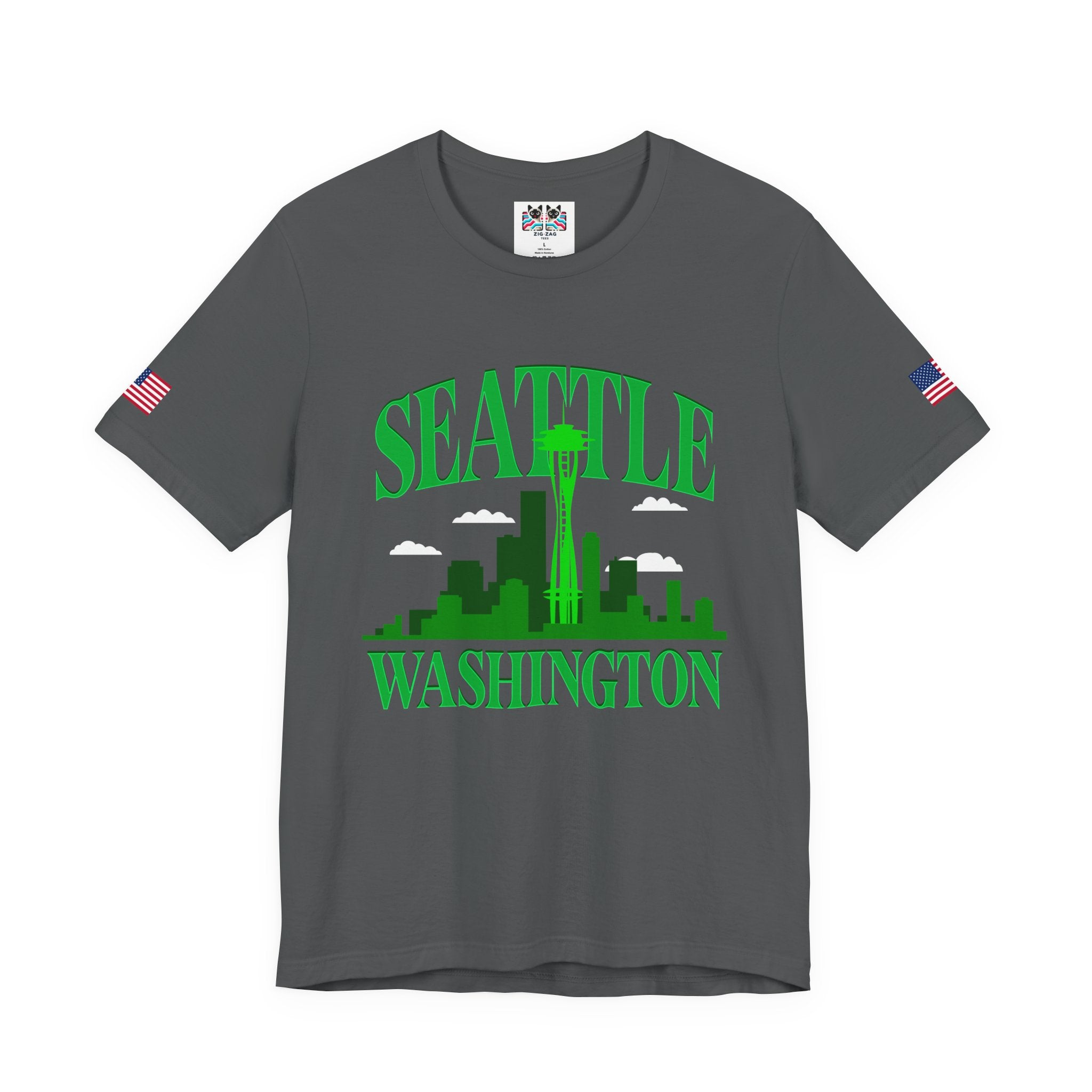 Seattle Washington Arch Space Needle Skyline Silhouette T-Shirt | Seattle Souvenir Tee | Emerald City Pride Shirt