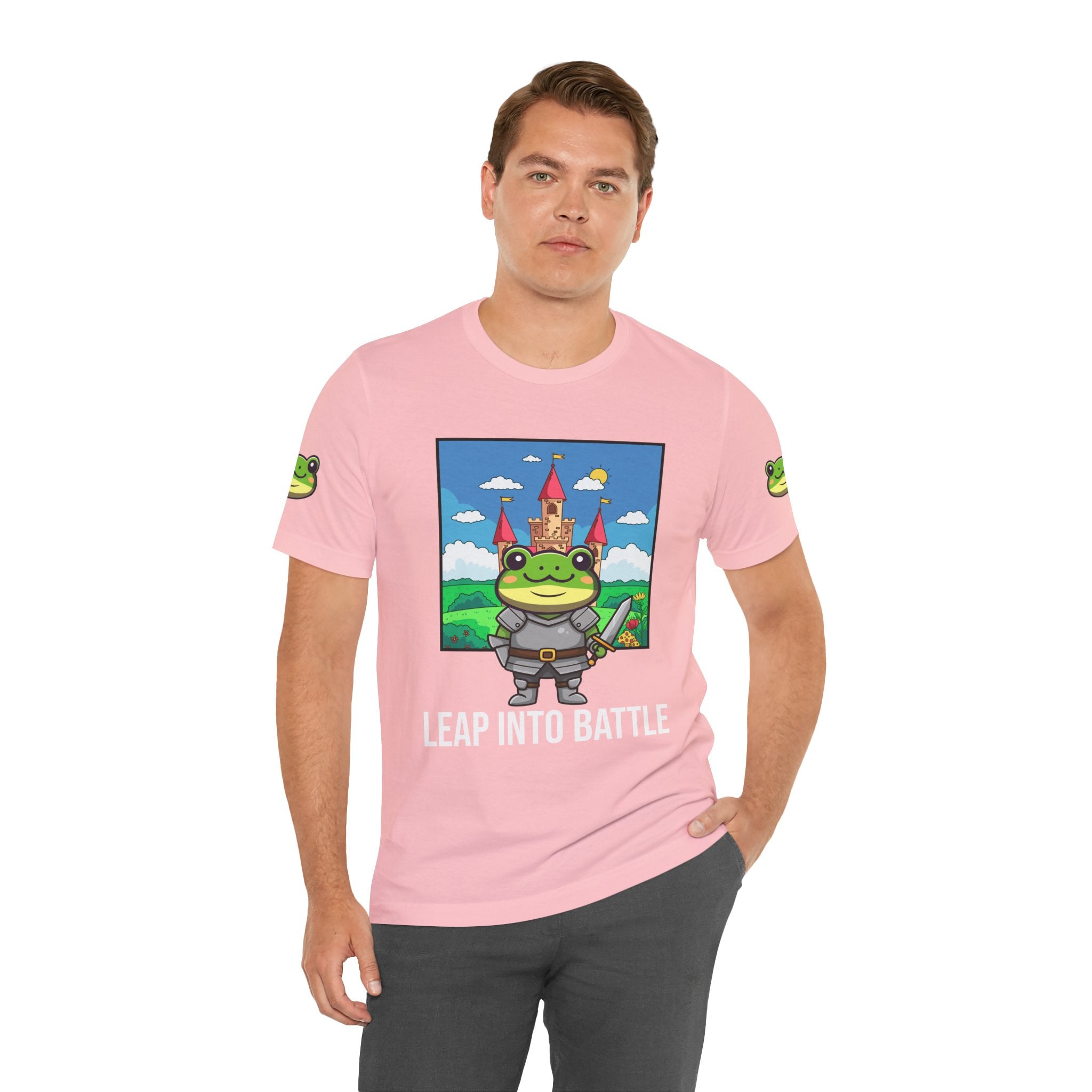 Custom T-Shirt - Knight Frog Castle T-Shirt – Cute Frog Knight Medieval Fantasy Graphic Tee