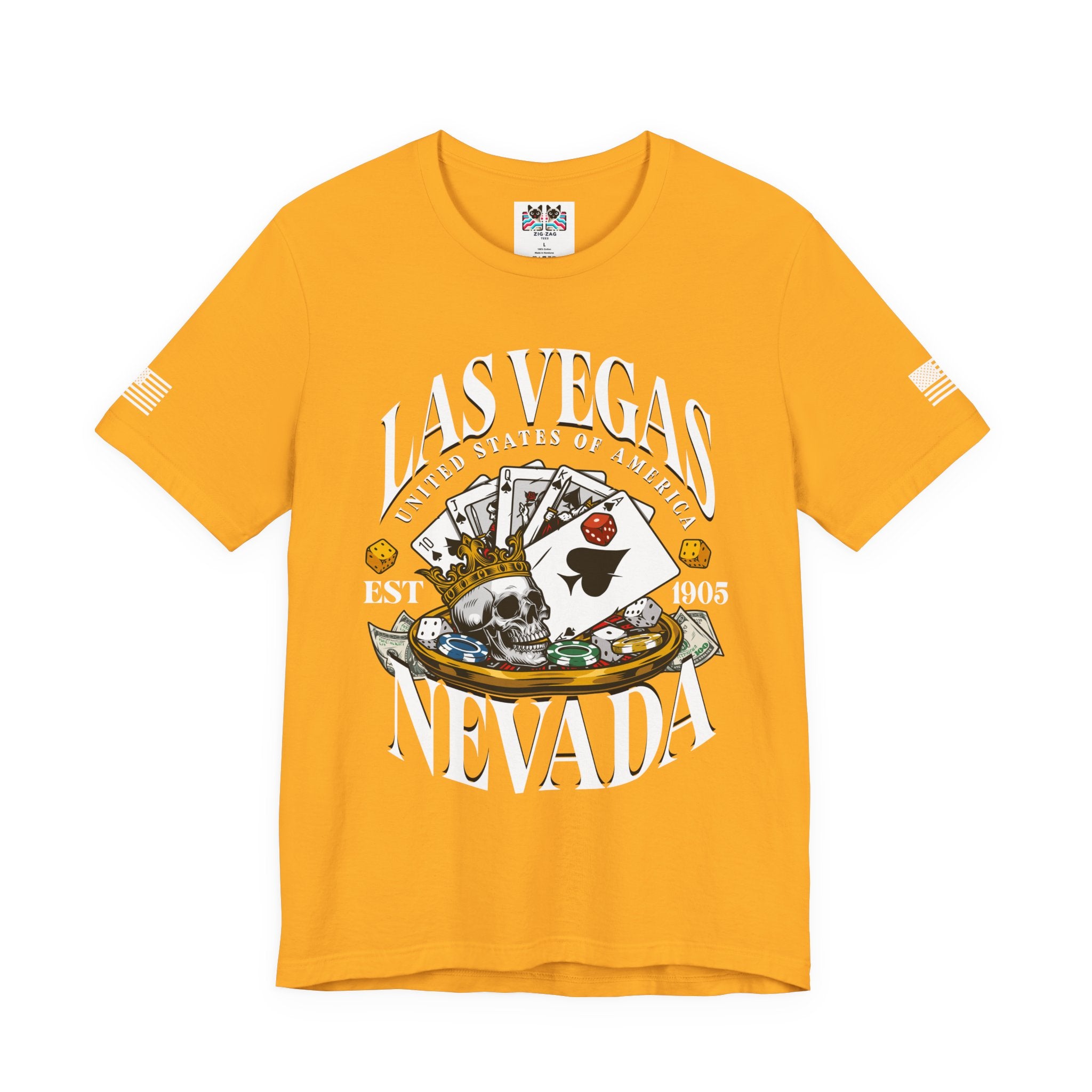 Las Vegas Nevada EST 1905 T-Shirt – Skull Crown Poker Cards Dice Casino Graphic Tee