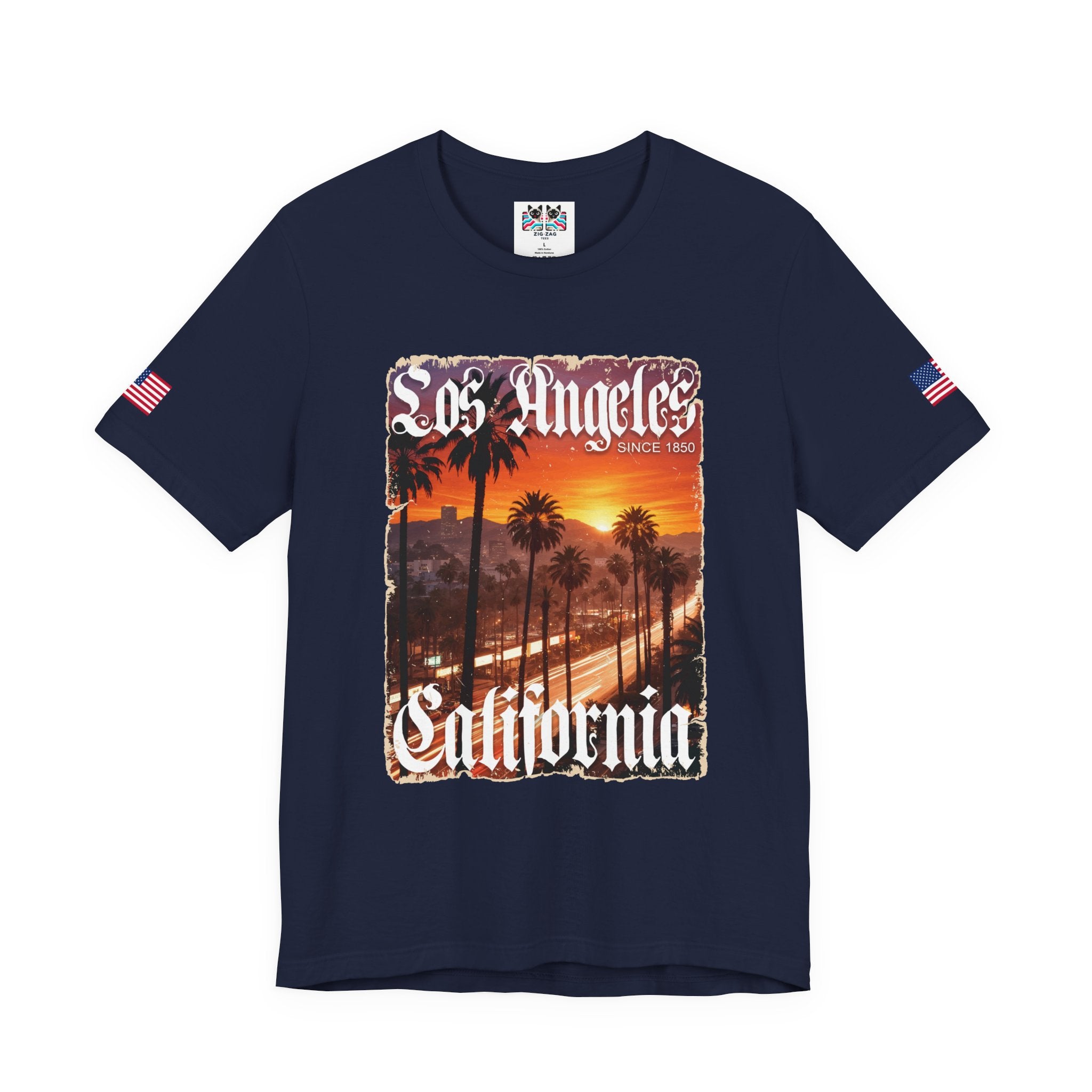 Los Angeles California Since 1850 T-Shirt – Gothic Old English Sunset Boulevard Tee