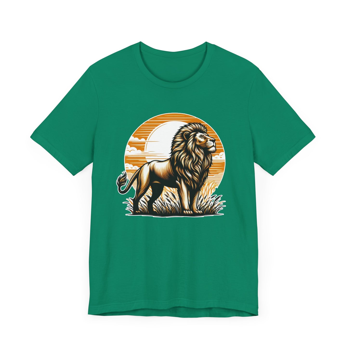King of the Wild Majestic Male Lion Watching Territory with Sunrise Graphic T-Shirt