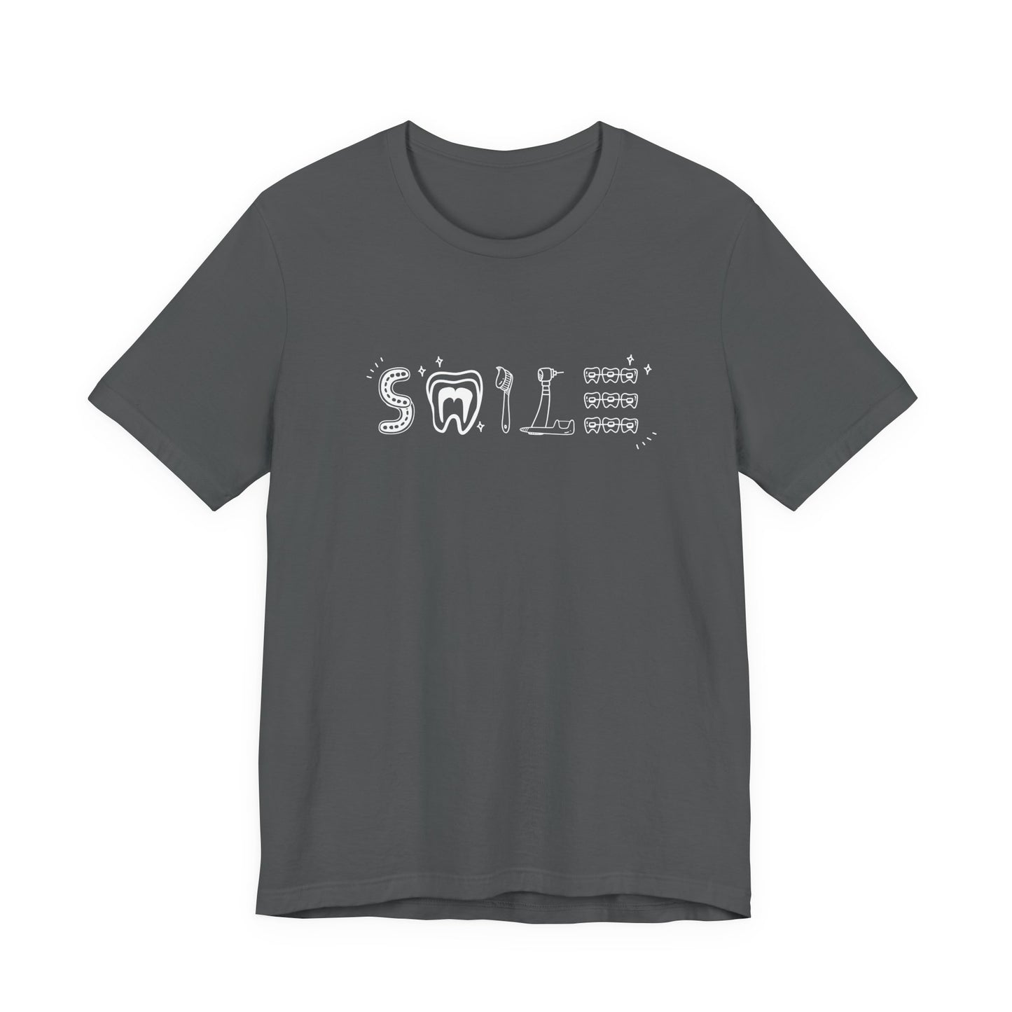 Smile TShirt Dental Cleaning Tools Art Toothbrush Floss Scaler Design