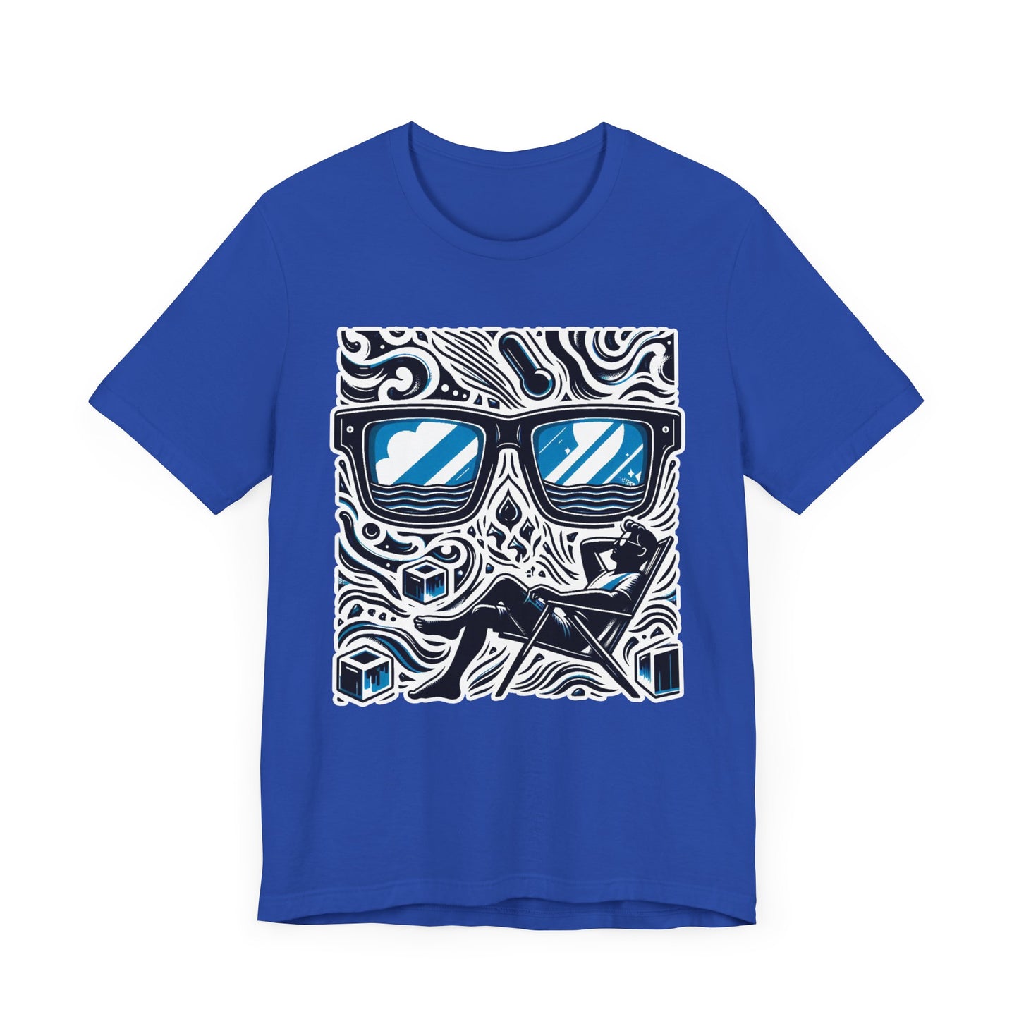 Abstract Relaxation | Man in Chair with Sunglasses Graphic T-Shirt