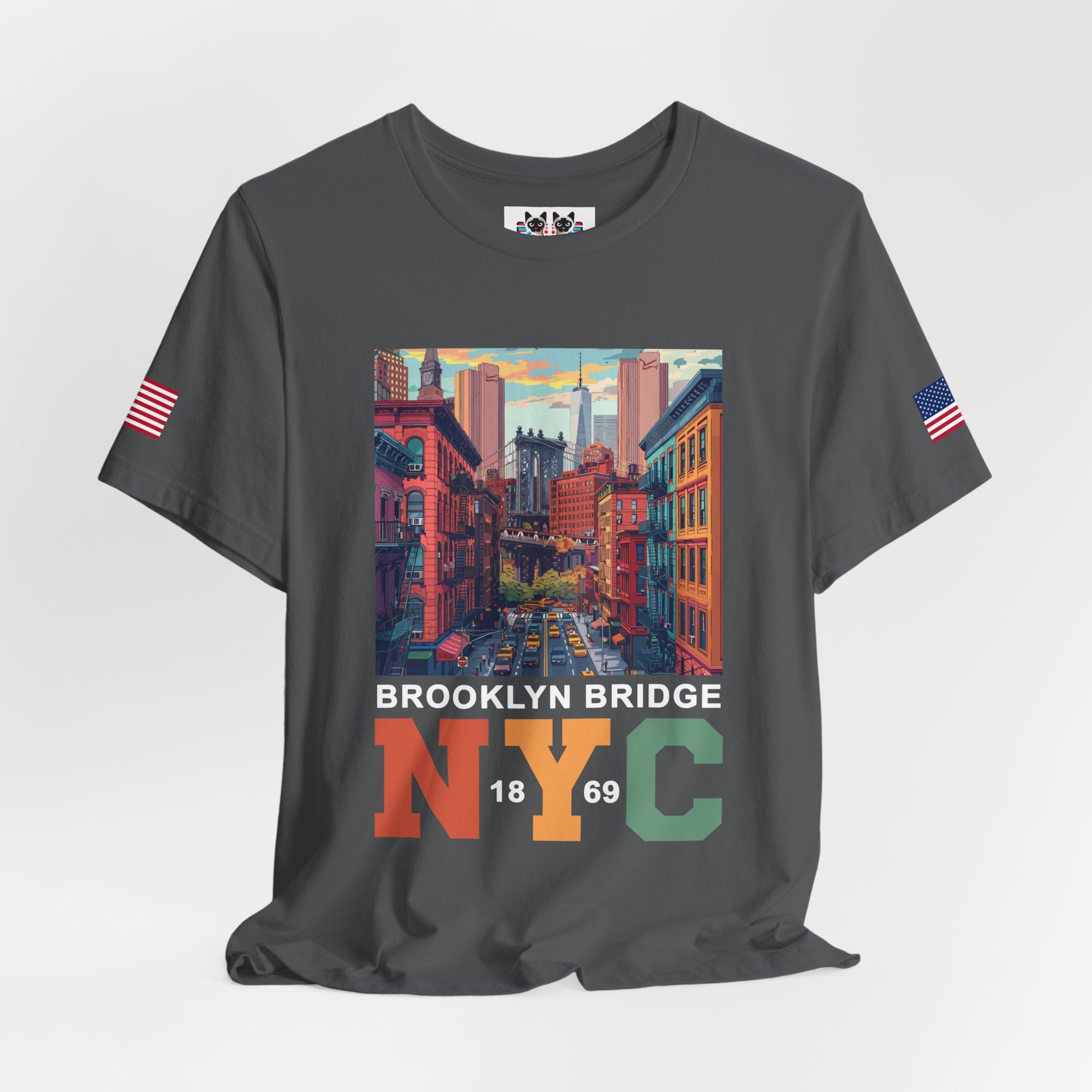 Brooklyn Bridge NYC T-Shirt - Vintage Street Scene Manhattan Bridge 1869 New York