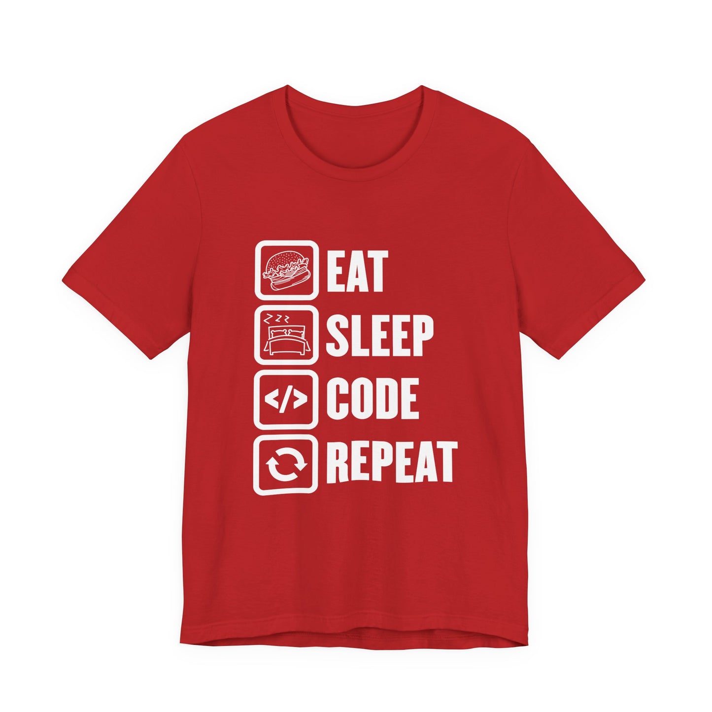 Eat, Sleep, Code, Repeat Tshirt – Minimalist Icon Design