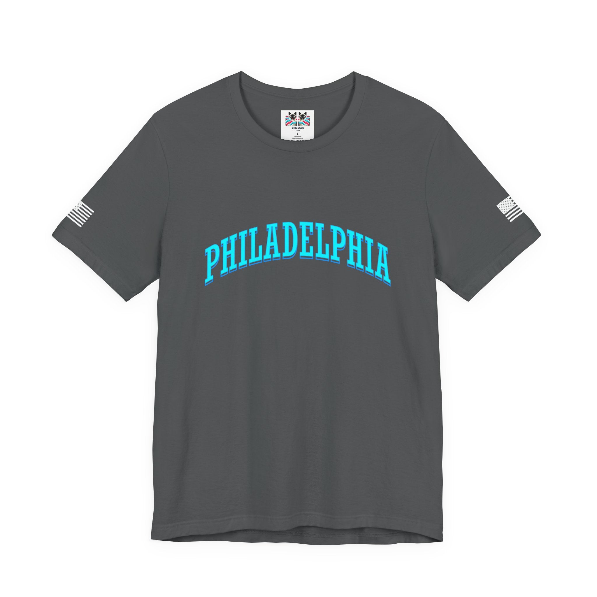 Philadelphia T-Shirt – Bold Arched Teal Varsity Typography Graphic Tee