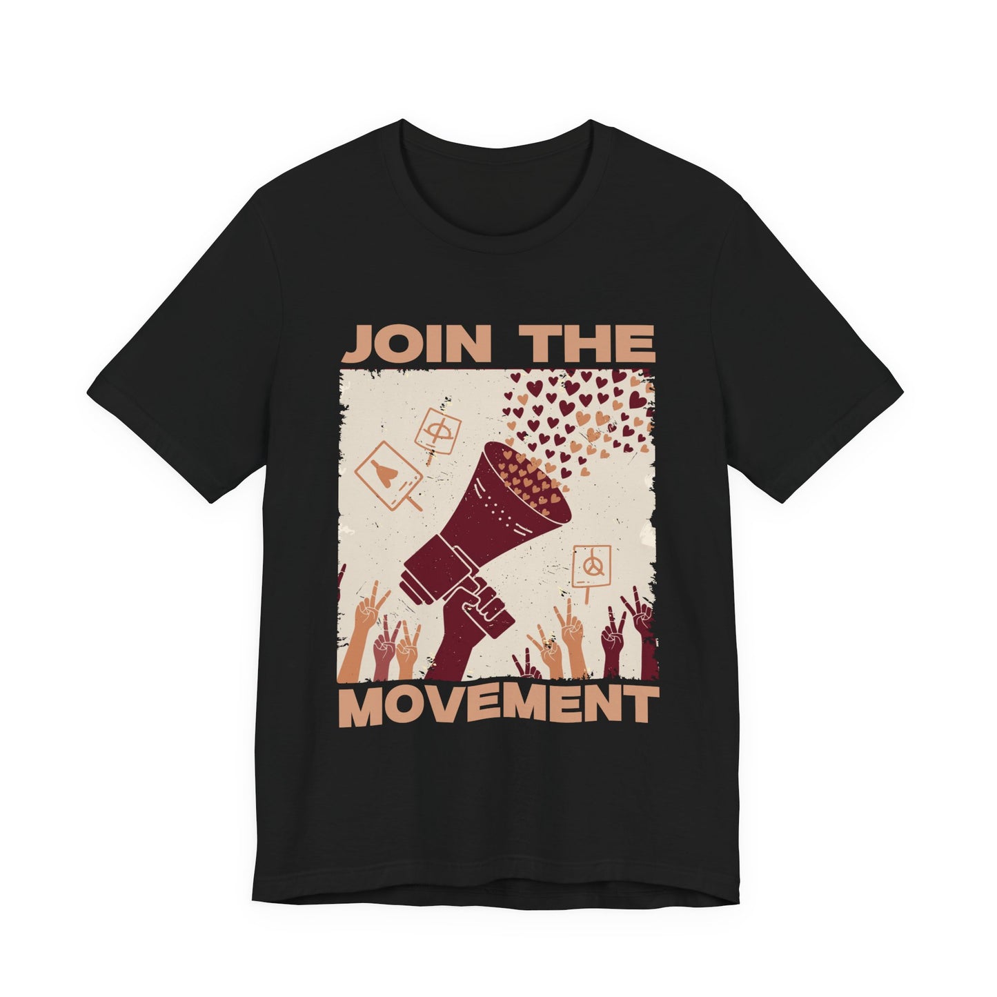 Join the Movement – Empowerment Speaker and Victory Hands Graphic T-Shirt