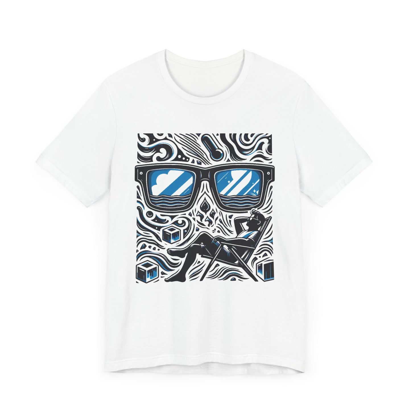Abstract Relaxation | Man in Chair with Sunglasses Graphic T-Shirt