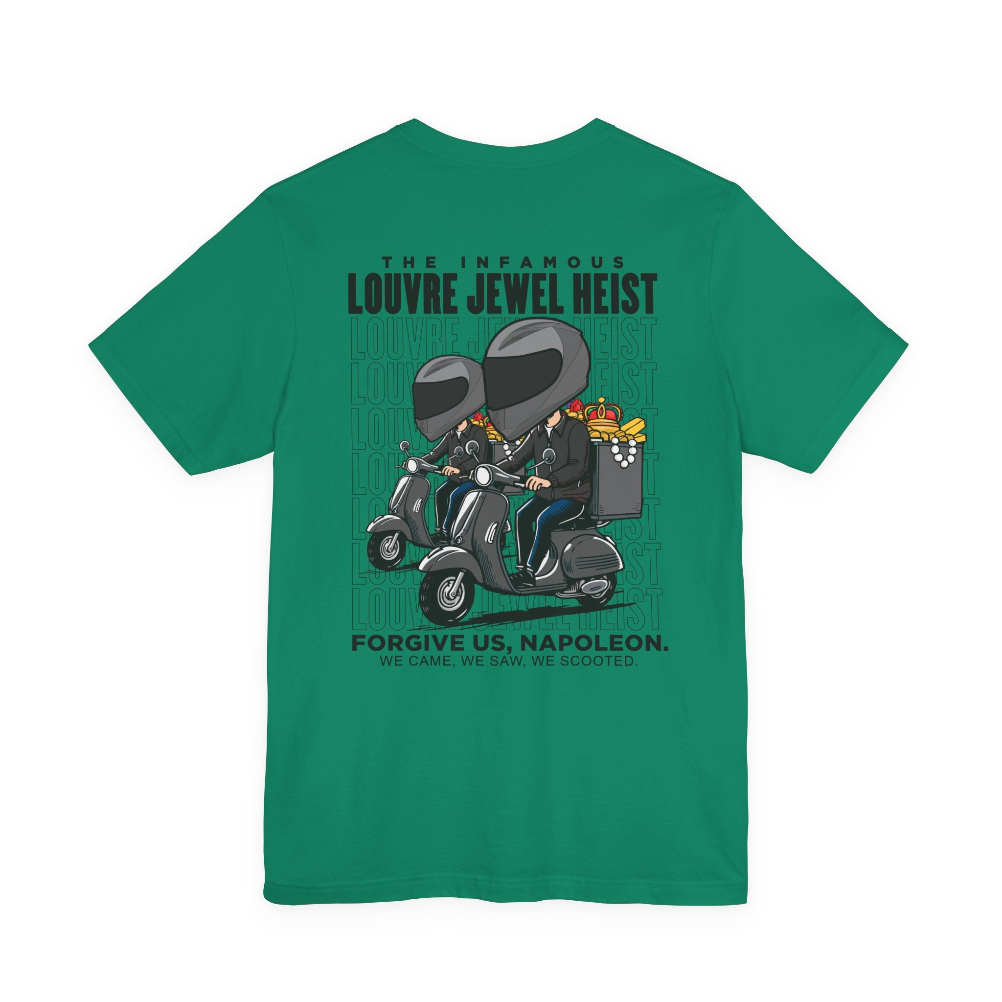 The 7 Minutes Louvre Jewel Heist – Napoleon’s Paris Getaway Tee [Black Text]