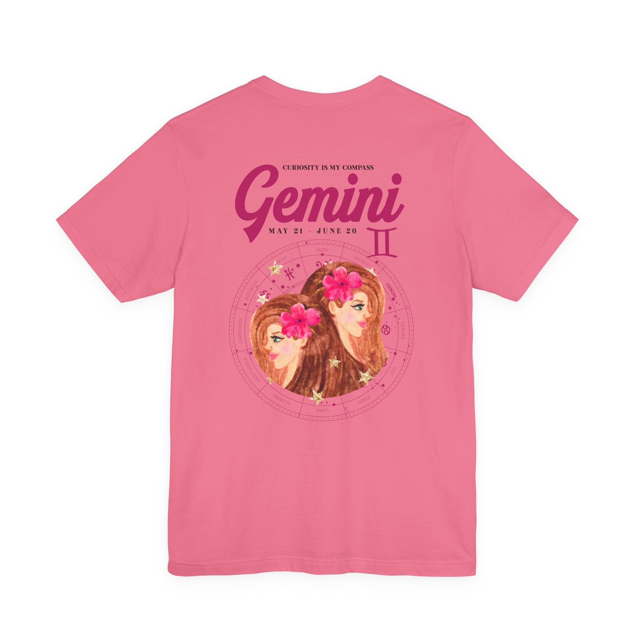 Gemini Curiosity Compass T-Shirt – Zodiac Twins with Astrological Wheel