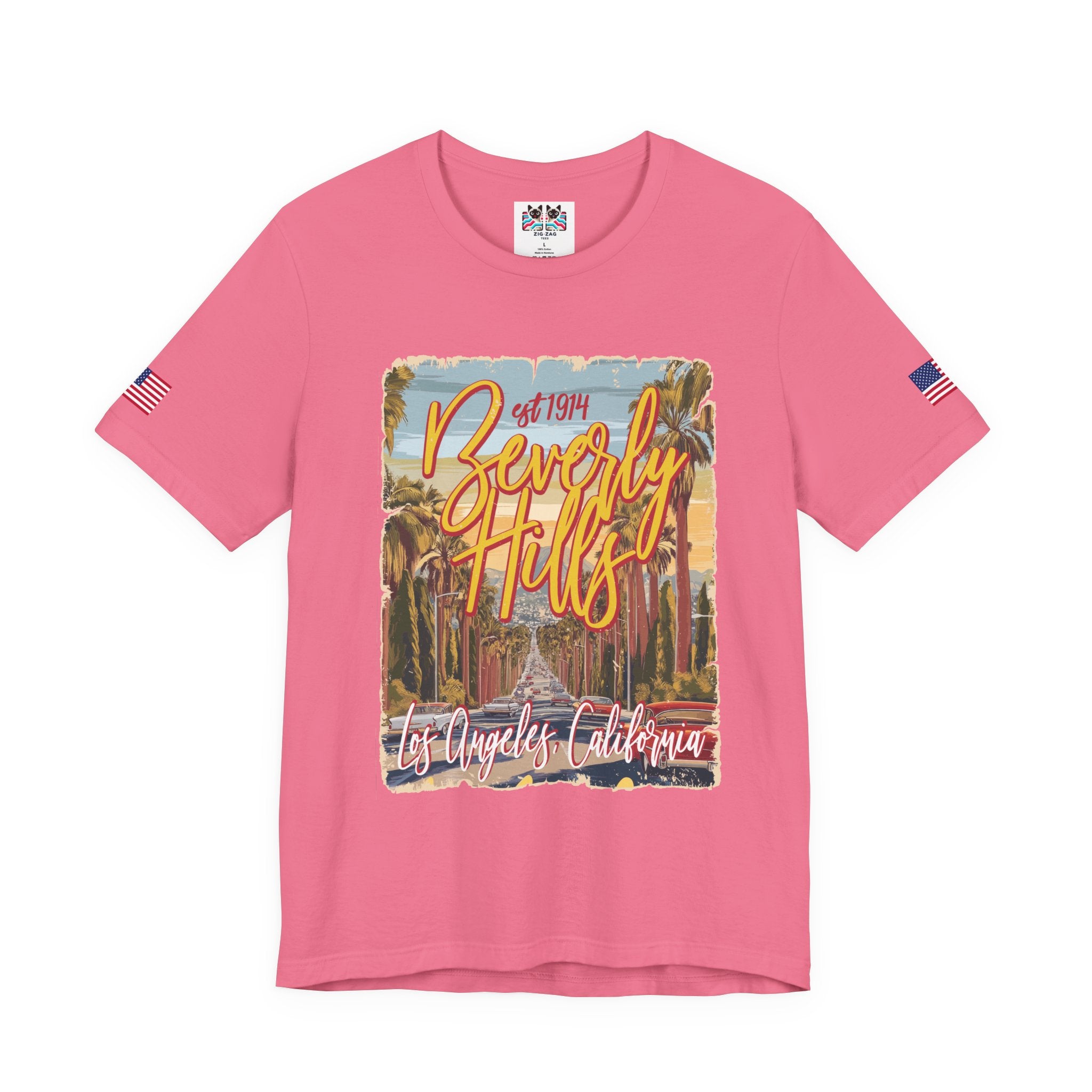 Beverly Hills EST 1914 T-Shirt – Los Angeles California Palm Tree Boulevard Illustrated Tee