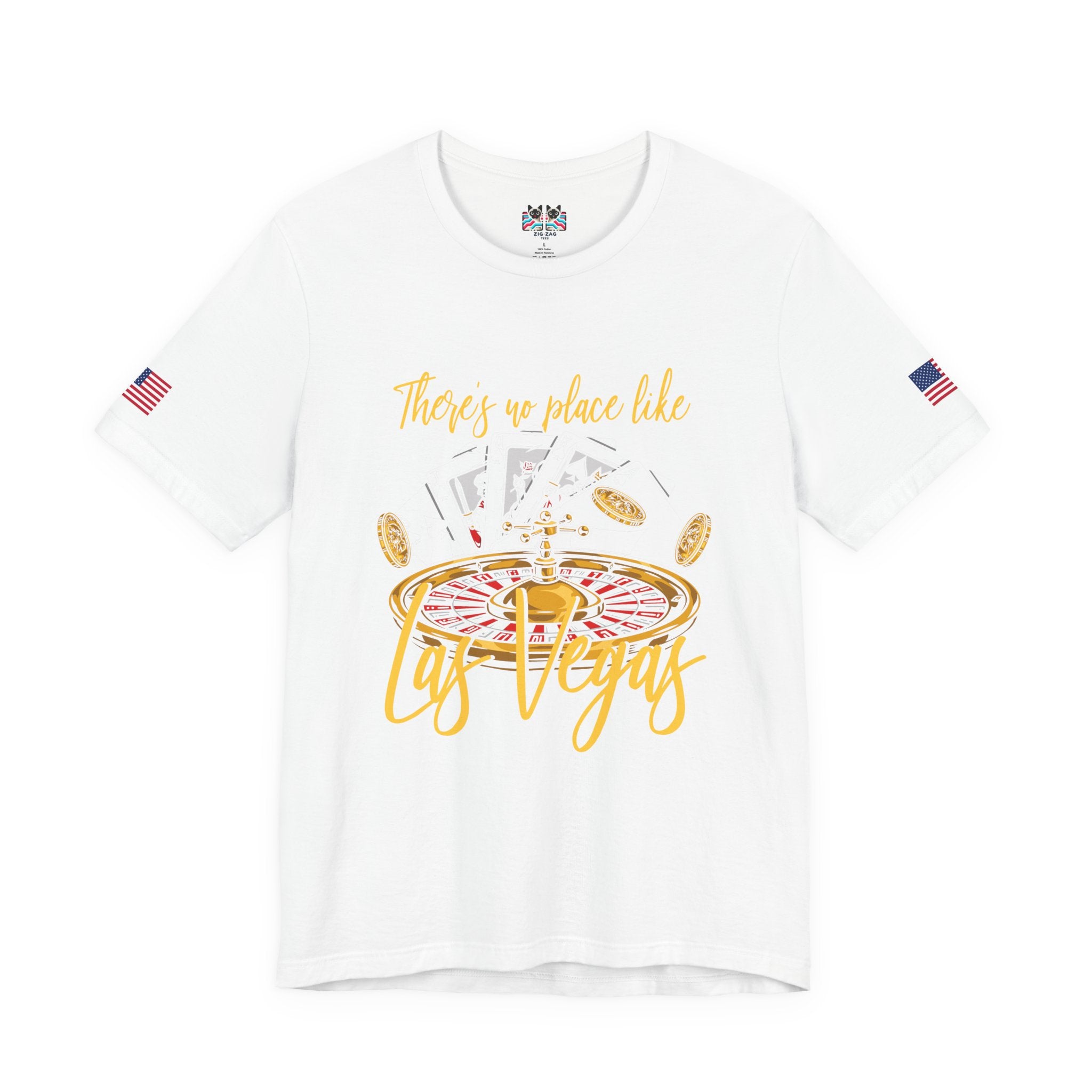 There's No Place Like Las Vegas T-Shirt – Roulette Wheel Poker Cards Casino Tee