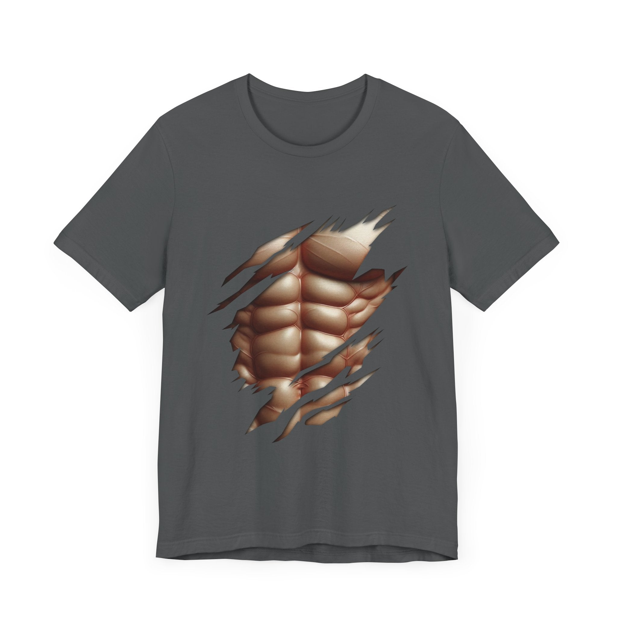 Fake Muscles Shirt, Ripped Chest Costume Tee, Six Pack Abs Funny Graphic T Shirt, Joke Fitness Apparel, Party Costume Gym Gag Top