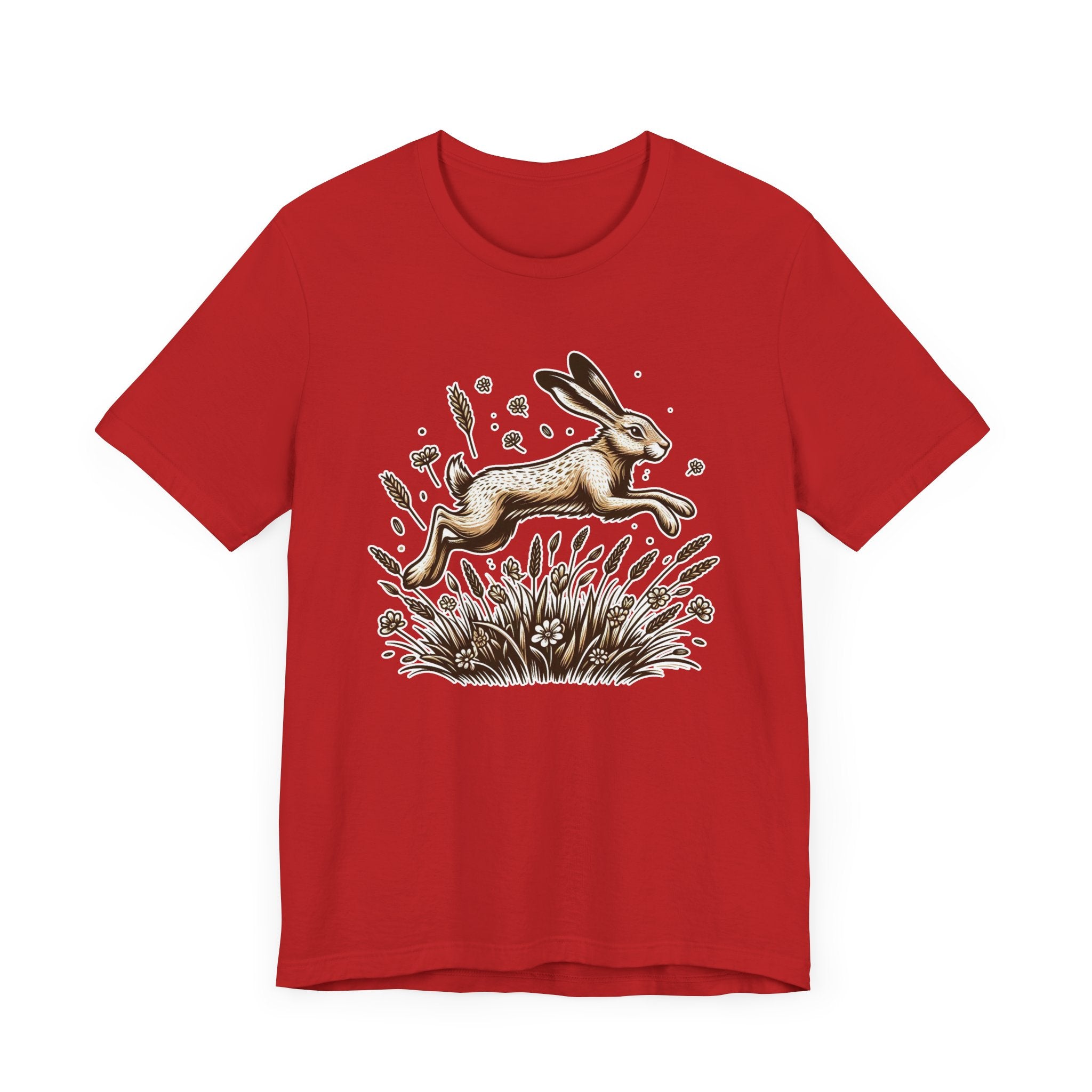 Leaping Lively Hare in Grain Field with Lush Grass Graphic T-Shirt