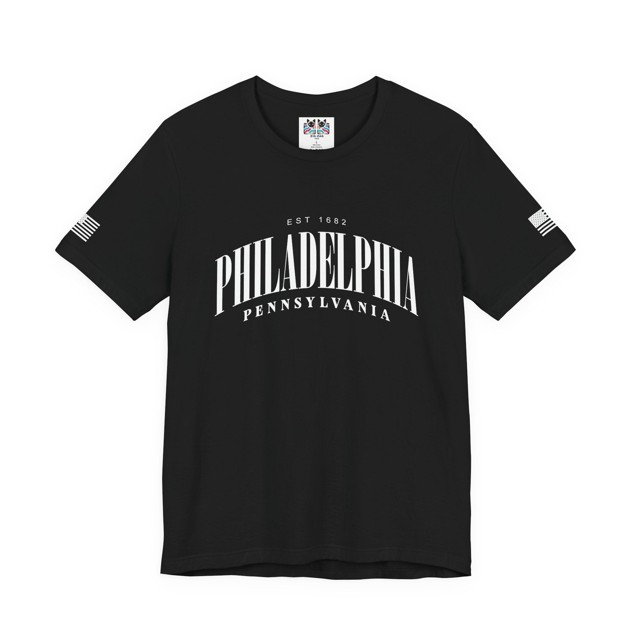Philadelphia Pennsylvania EST 1682 T-Shirt – Arched Serif Typography Graphic Tee