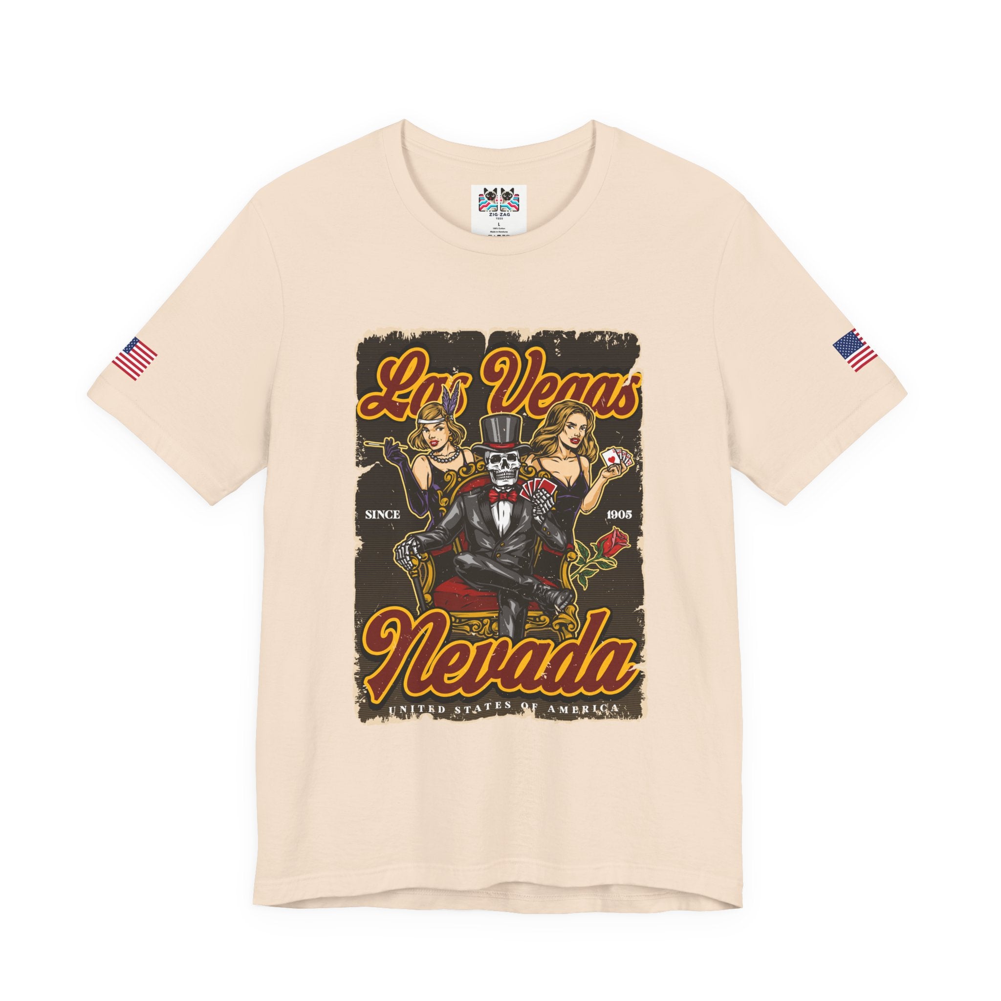 Las Vegas Nevada Since 1905 Vintage T-Shirt – Skeleton Showgirls Retro Casino Poster Tee