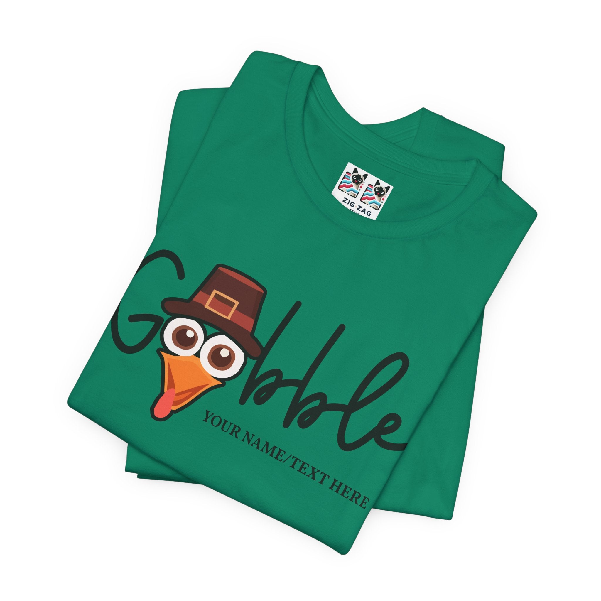 Custom T-Shirt - Gobble Turkey Head Cursive T-Shirt