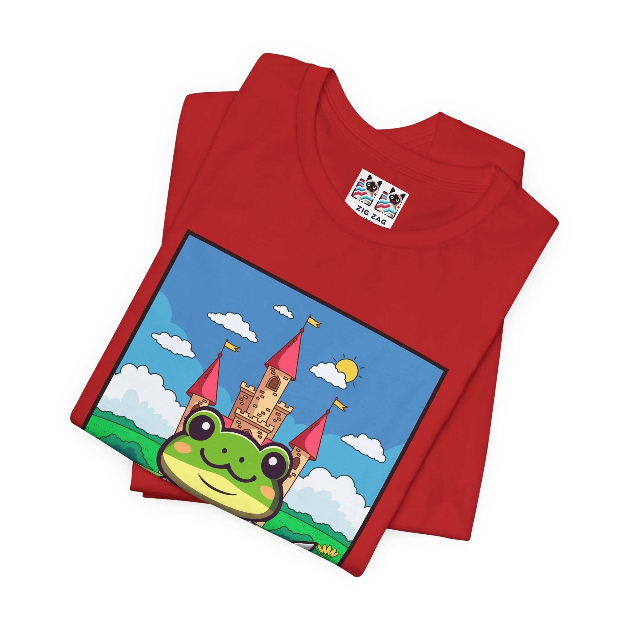 Custom T-Shirt - Knight Frog Castle T-Shirt – Cute Frog Knight Medieval Fantasy Graphic Tee