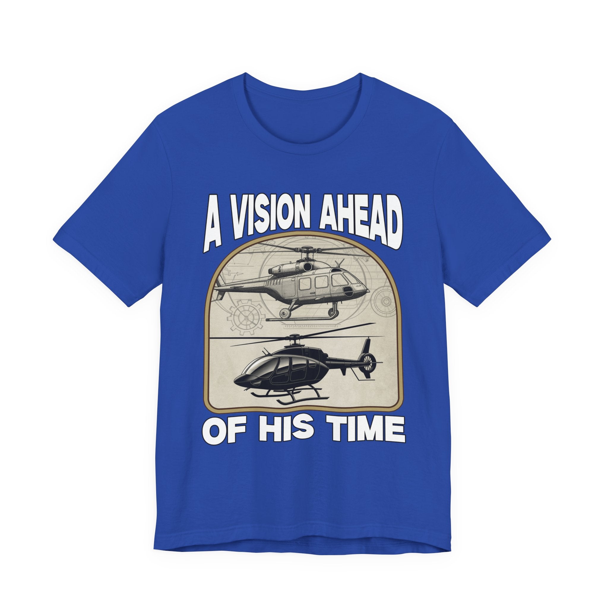 A Vision Ahead of His Time Tshirt – Da Vinci’s Helicopter and Modern Chopper Graphic