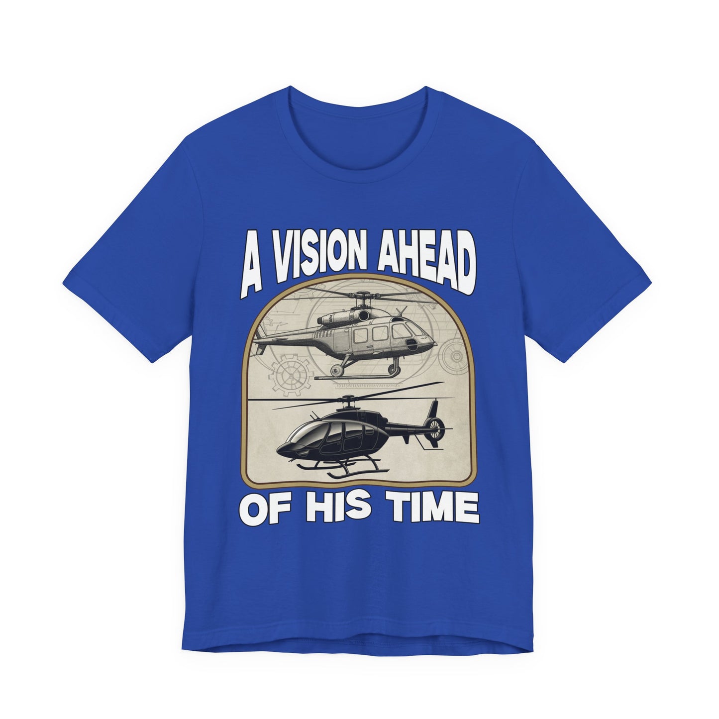 A Vision Ahead of His Time Tshirt – Da Vinci’s Helicopter and Modern Chopper Graphic