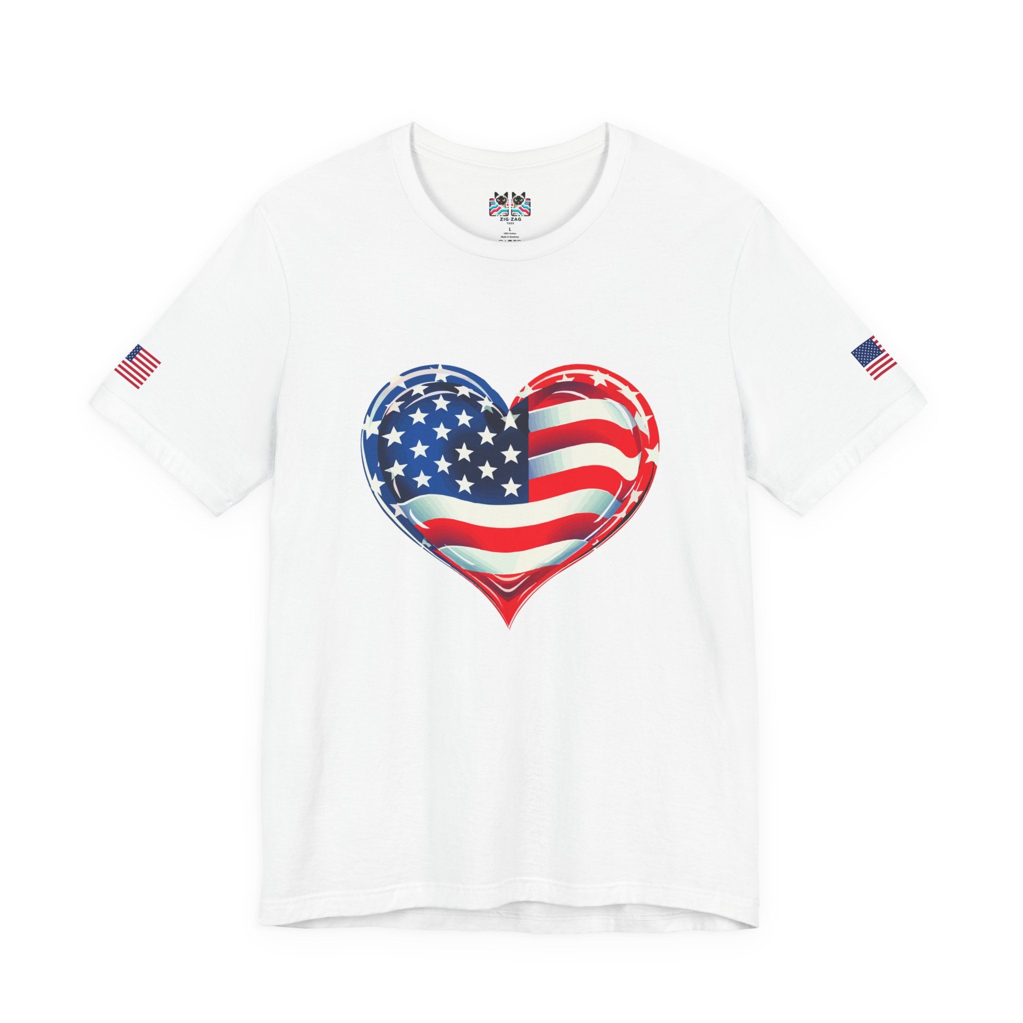 American Flag Heart T-Shirt – Love USA Patriotic Pride Graphic Tee