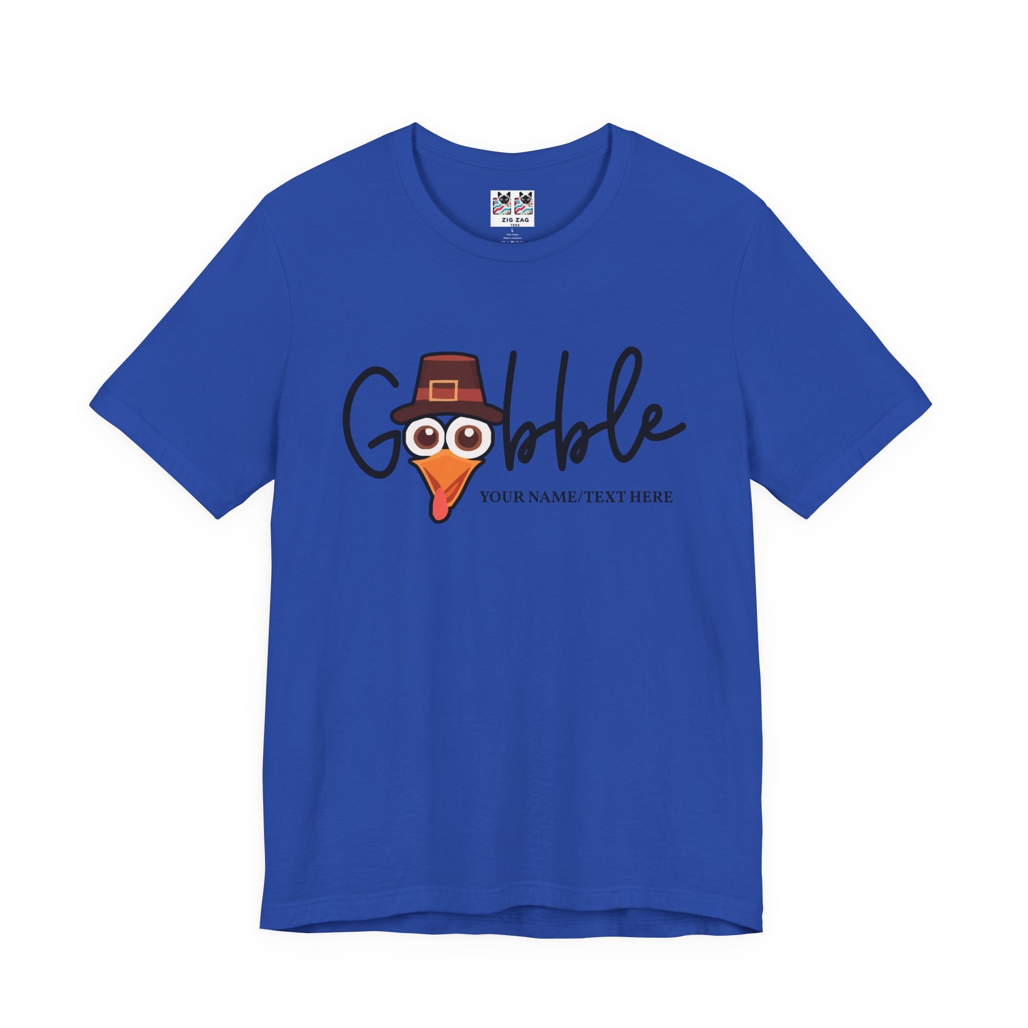 Custom T-Shirt - Gobble Turkey Head Cursive T-Shirt